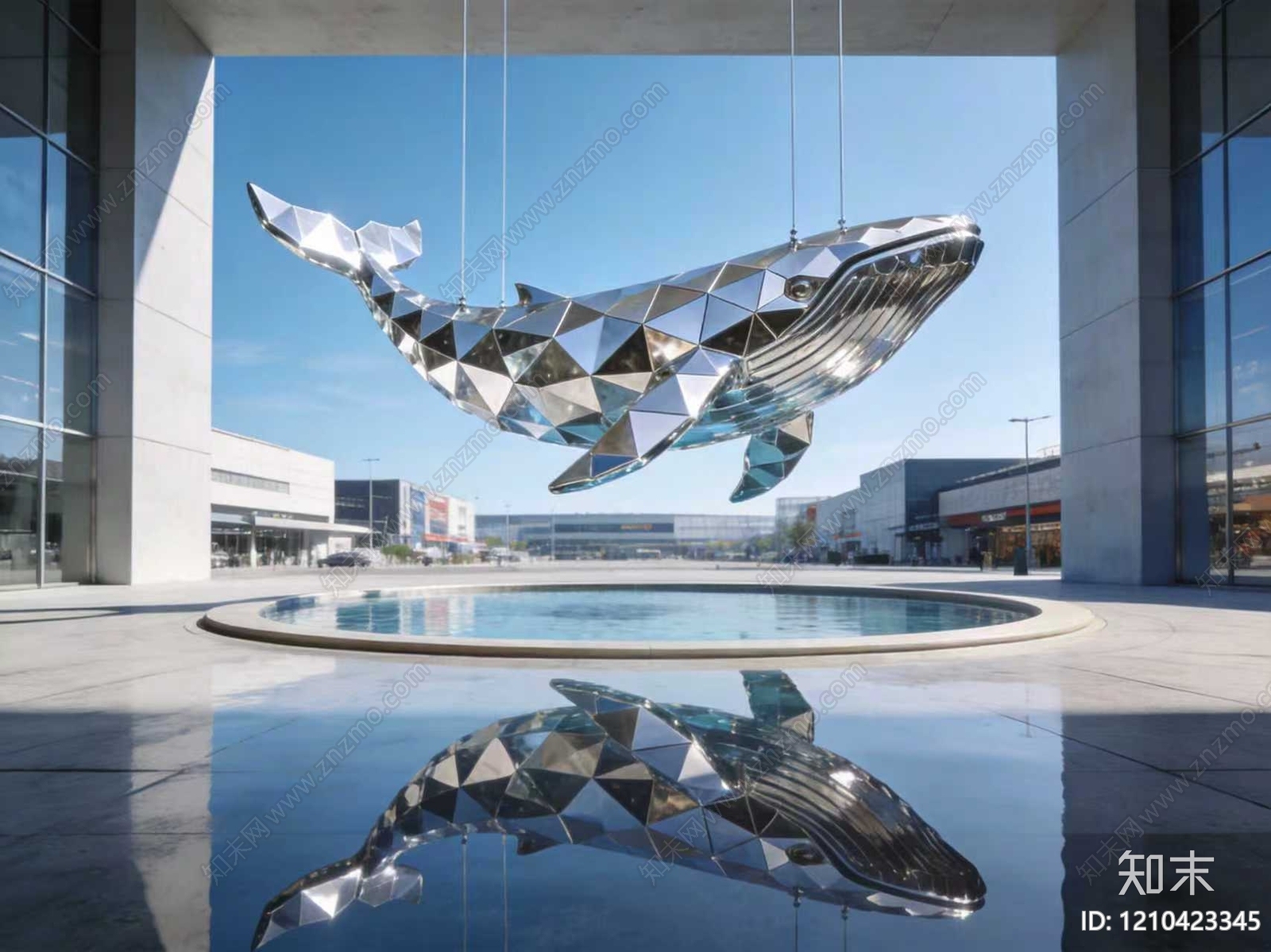 现代主义城市广场装置3D模型下载【ID:1210423345】