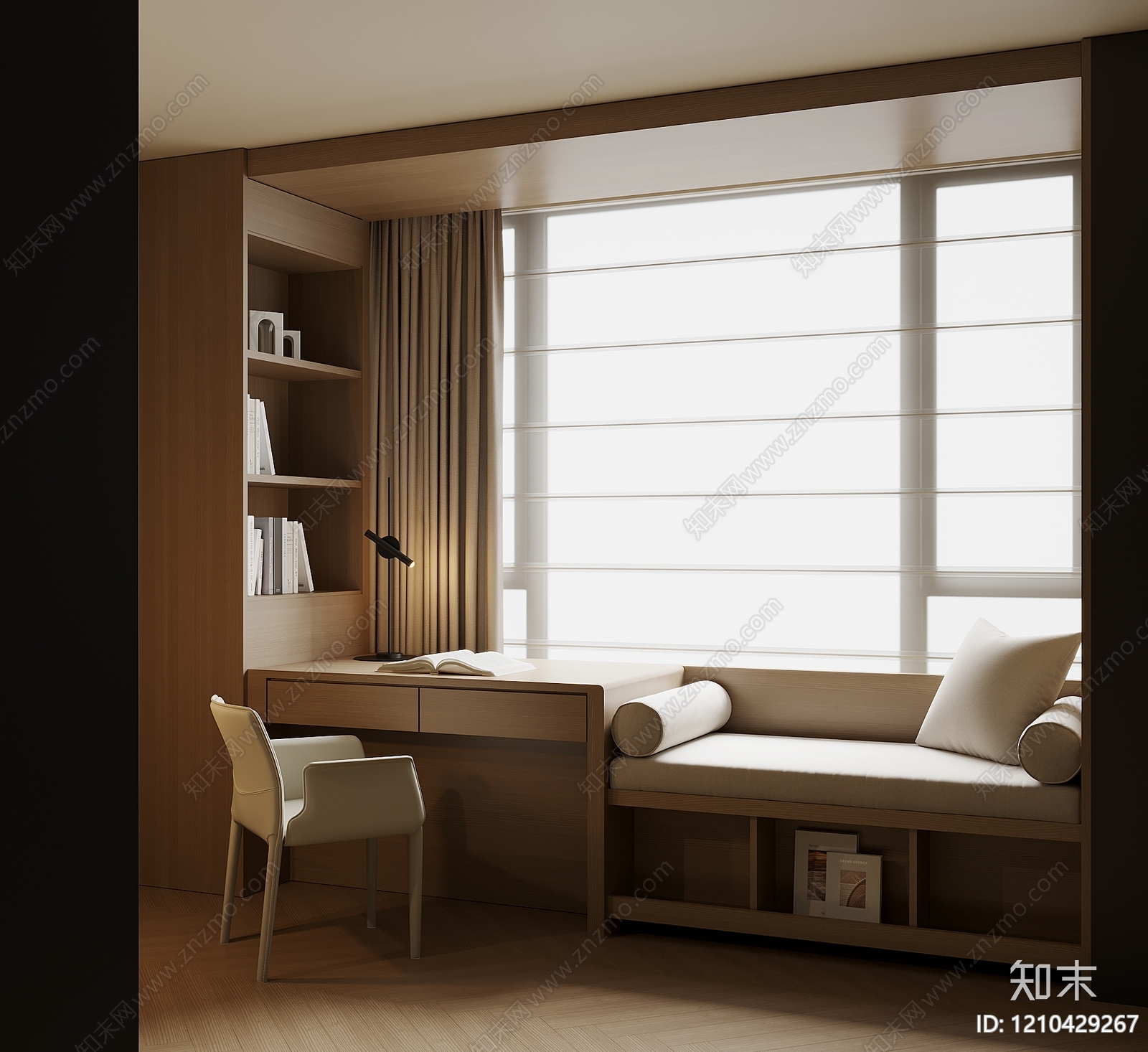 原木风飘窗3D模型下载【ID:1210429267】