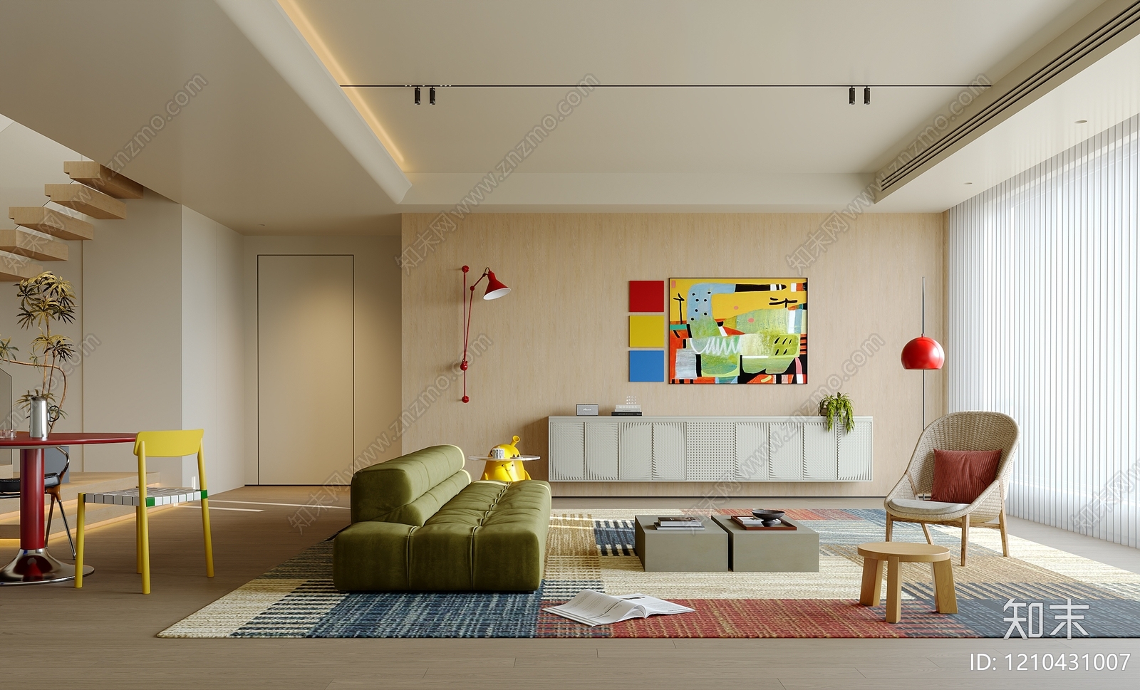 现代简约挑空客厅3D模型下载【ID:1210431007】