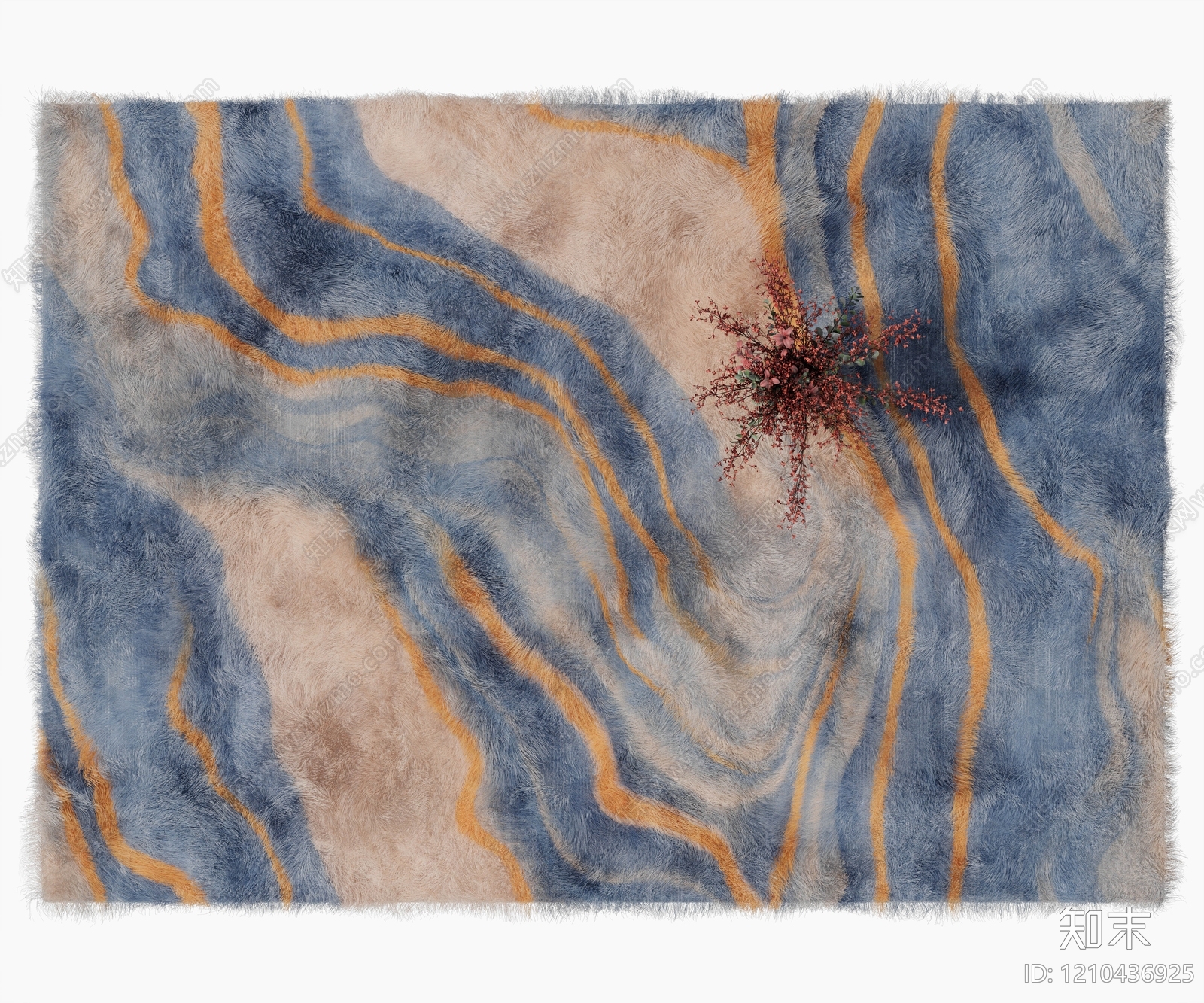 现代轻奢毛绒地毯3D模型下载【ID:1210436925】