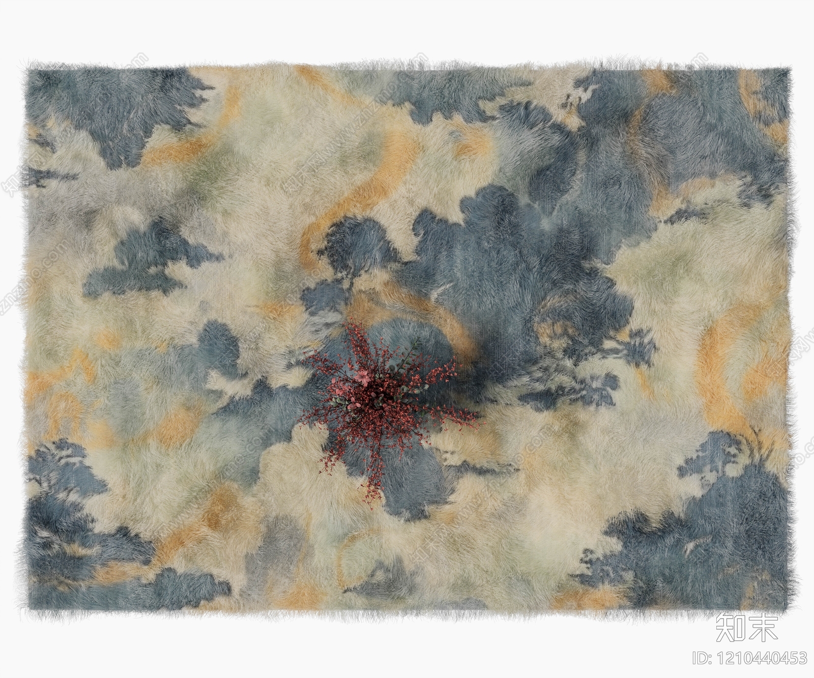 新中式毛绒地毯3D模型下载【ID:1210440453】
