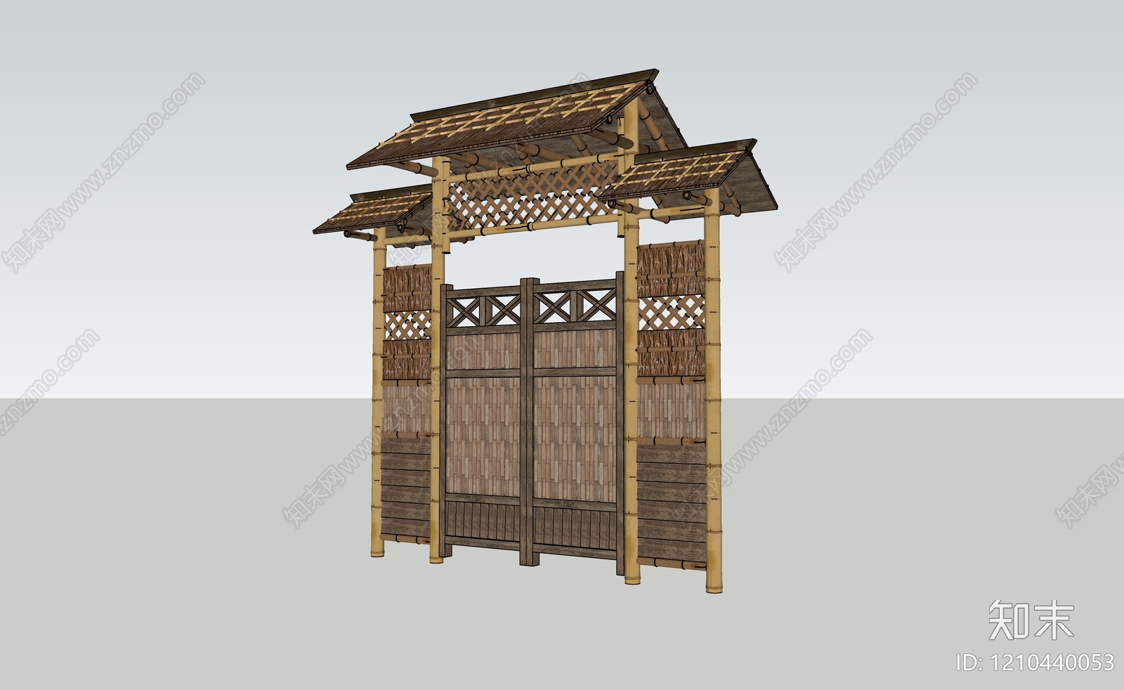 中式平开门SU模型下载【ID:1210440053】