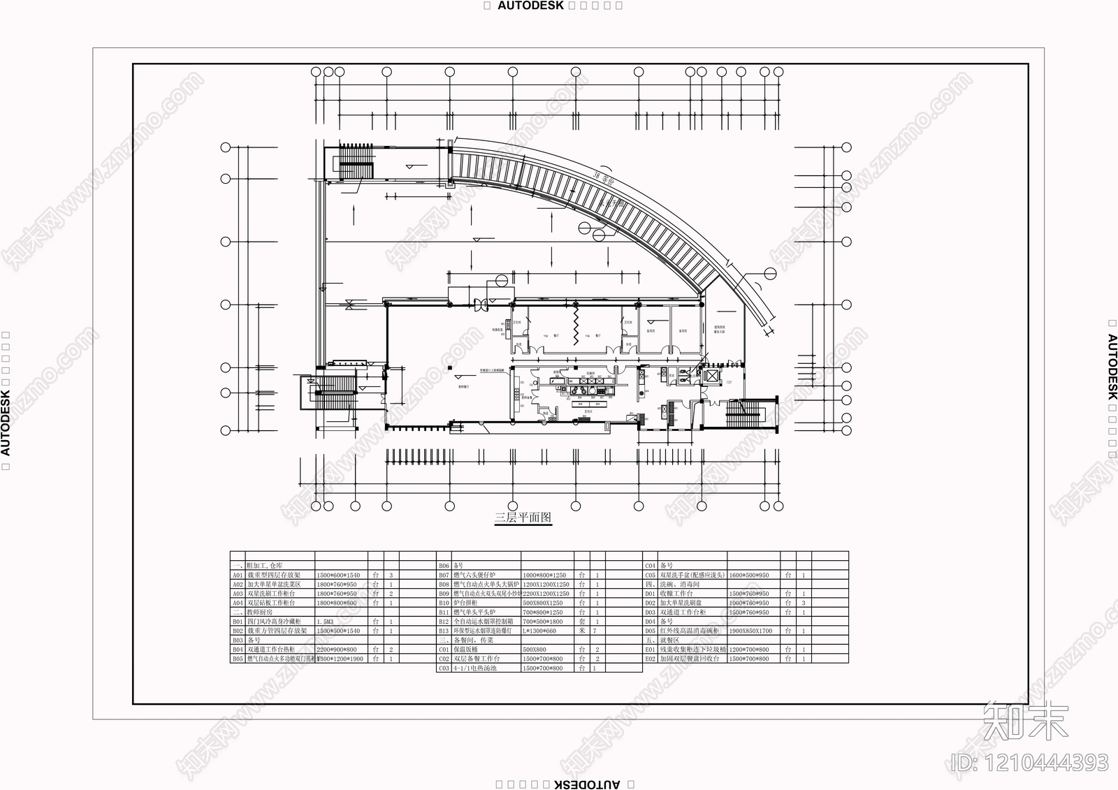 现代后厨施工图下载【ID:1210444393】