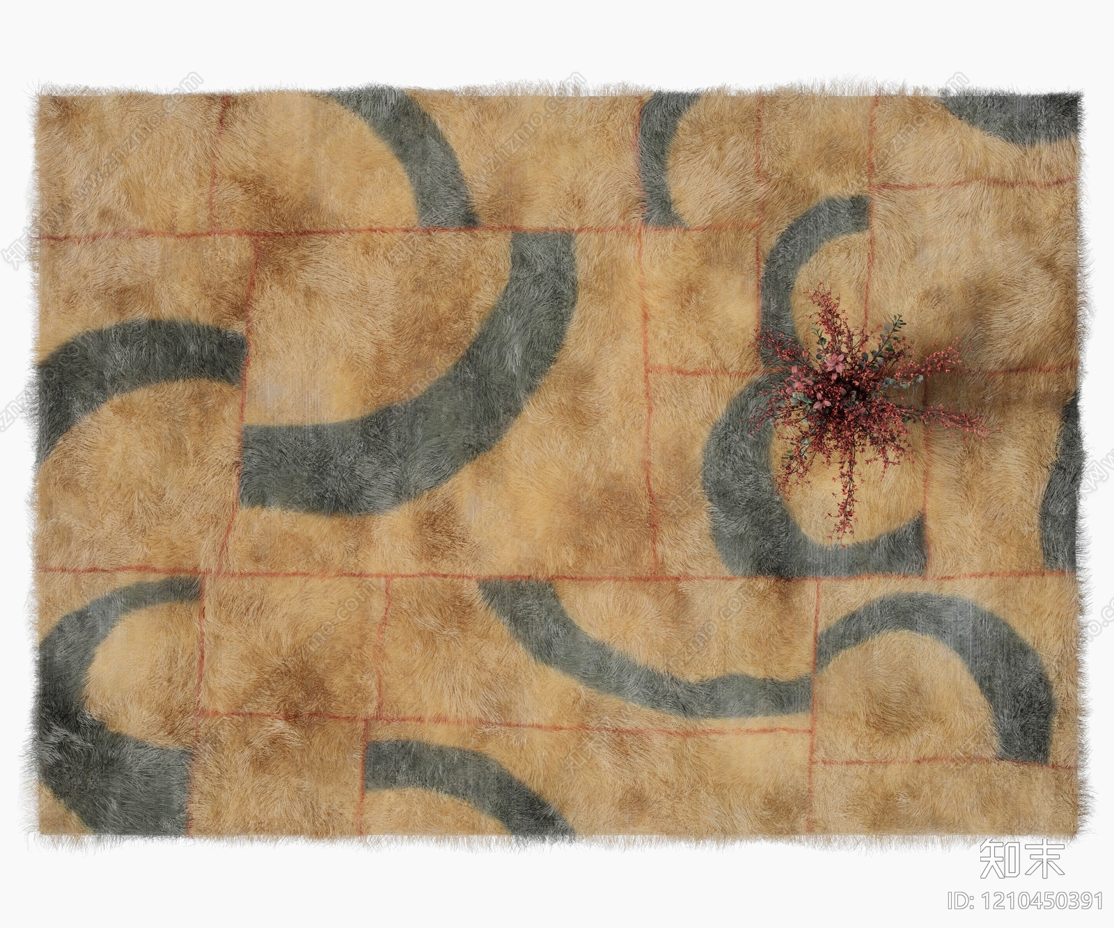 复古毛绒地毯3D模型下载【ID:1210450391】