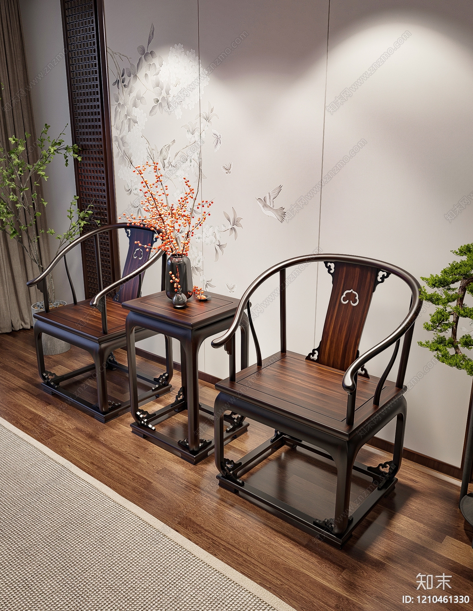 新中式休闲桌椅3D模型下载【ID:1210461330】