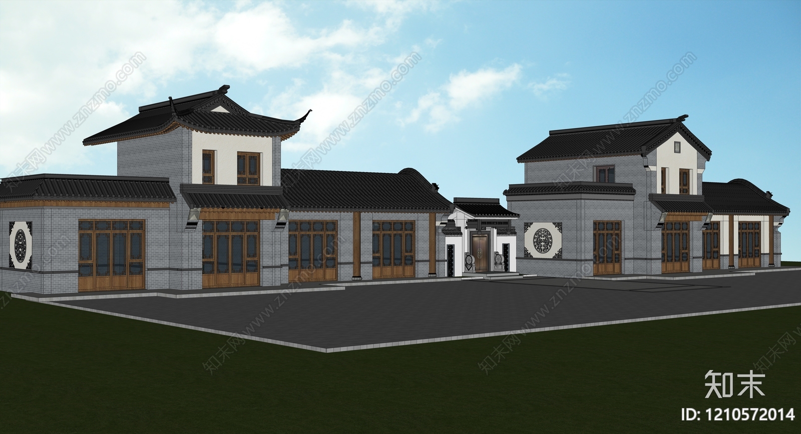 中式商业街SU模型下载【ID:1210572014】