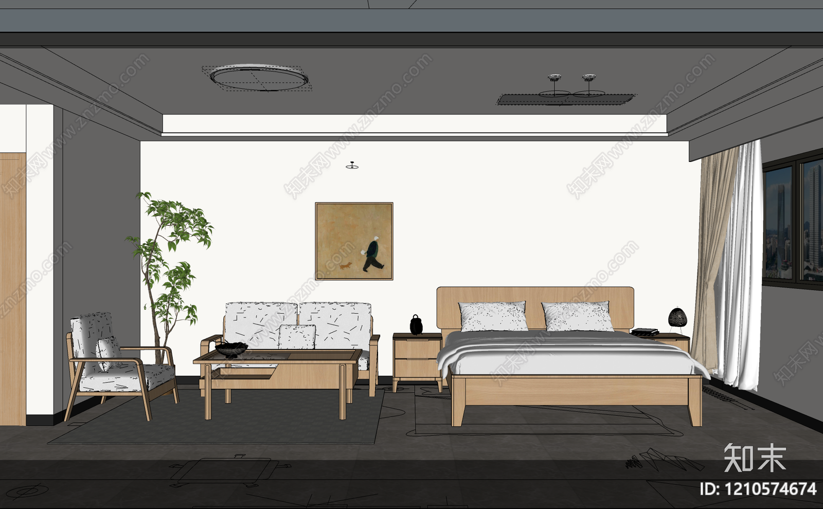 现代原木公寓SU模型下载【ID:1210574674】