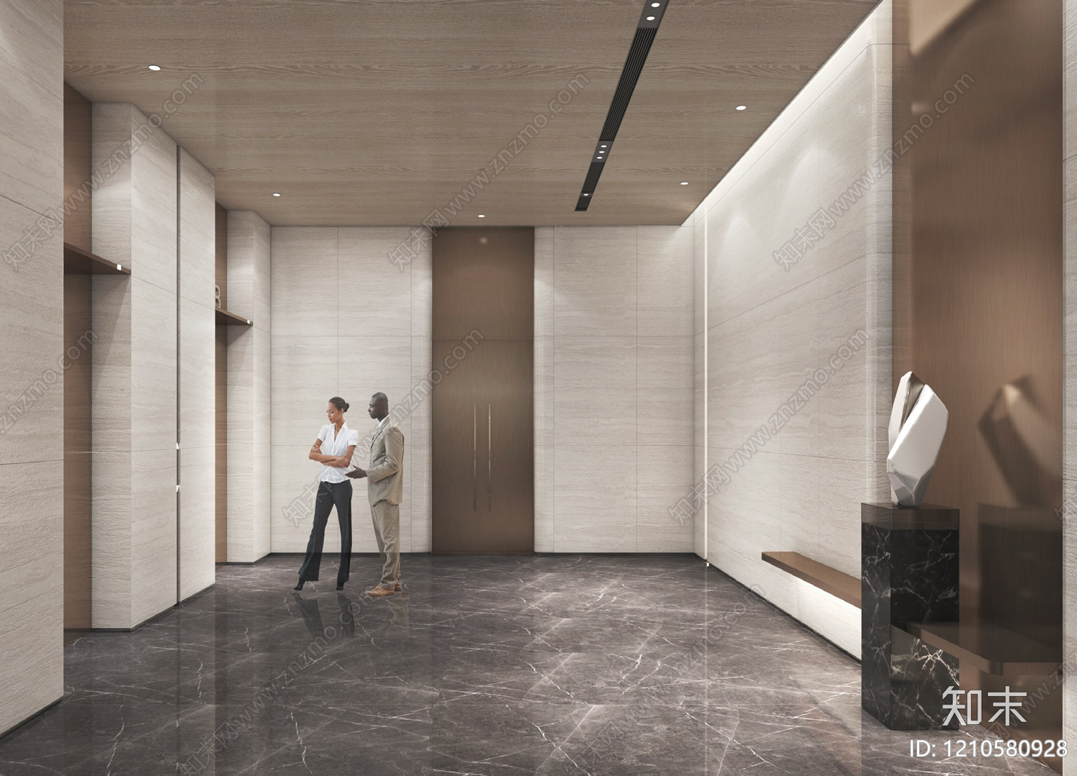 现代简约电梯厅施工图下载【ID:1210580928】