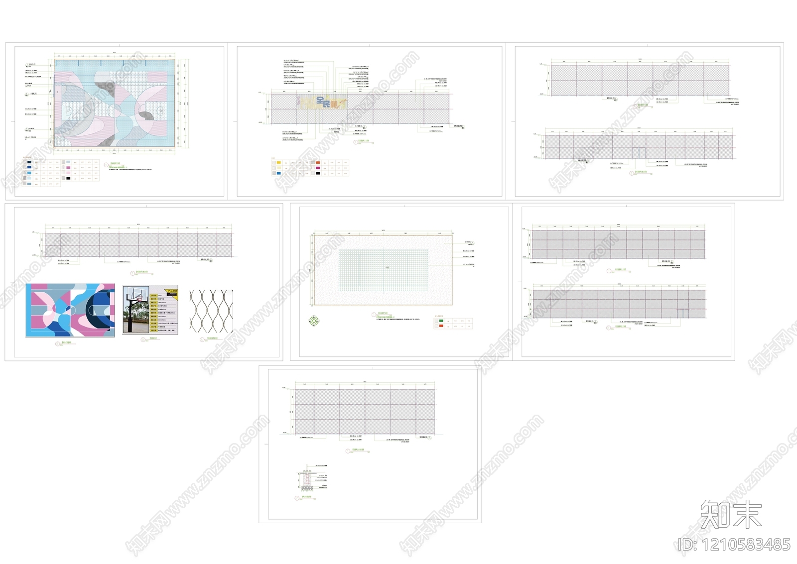 现代篮球场施工图下载【ID:1210583485】