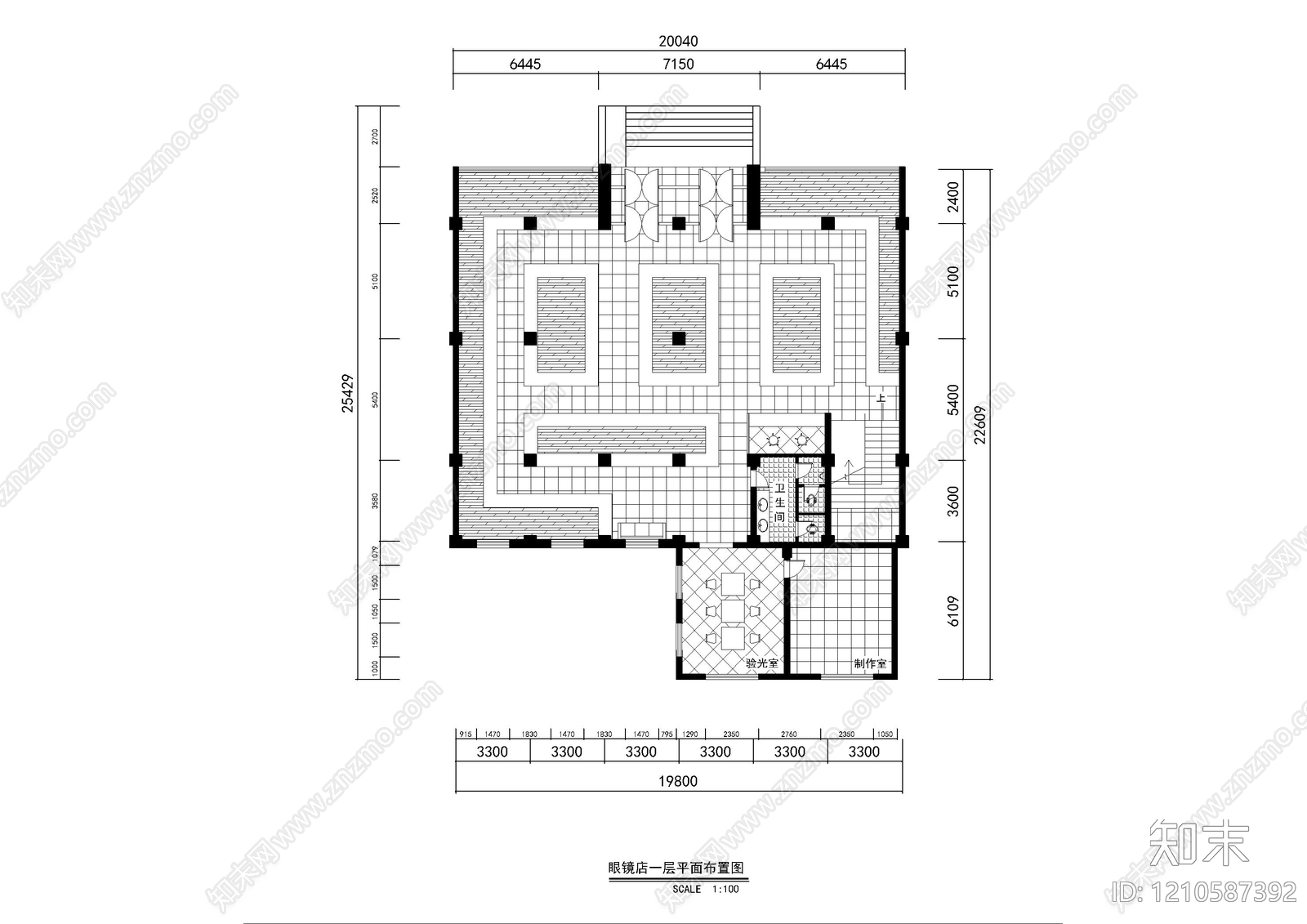 现代眼镜店施工图下载【ID:1210587392】