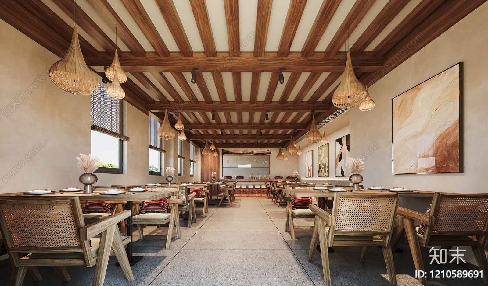 中古风酒店餐厅3D模型下载【ID:1210589691】