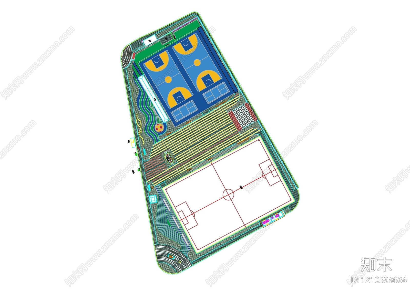 现代篮球场施工图下载【ID:1210593664】