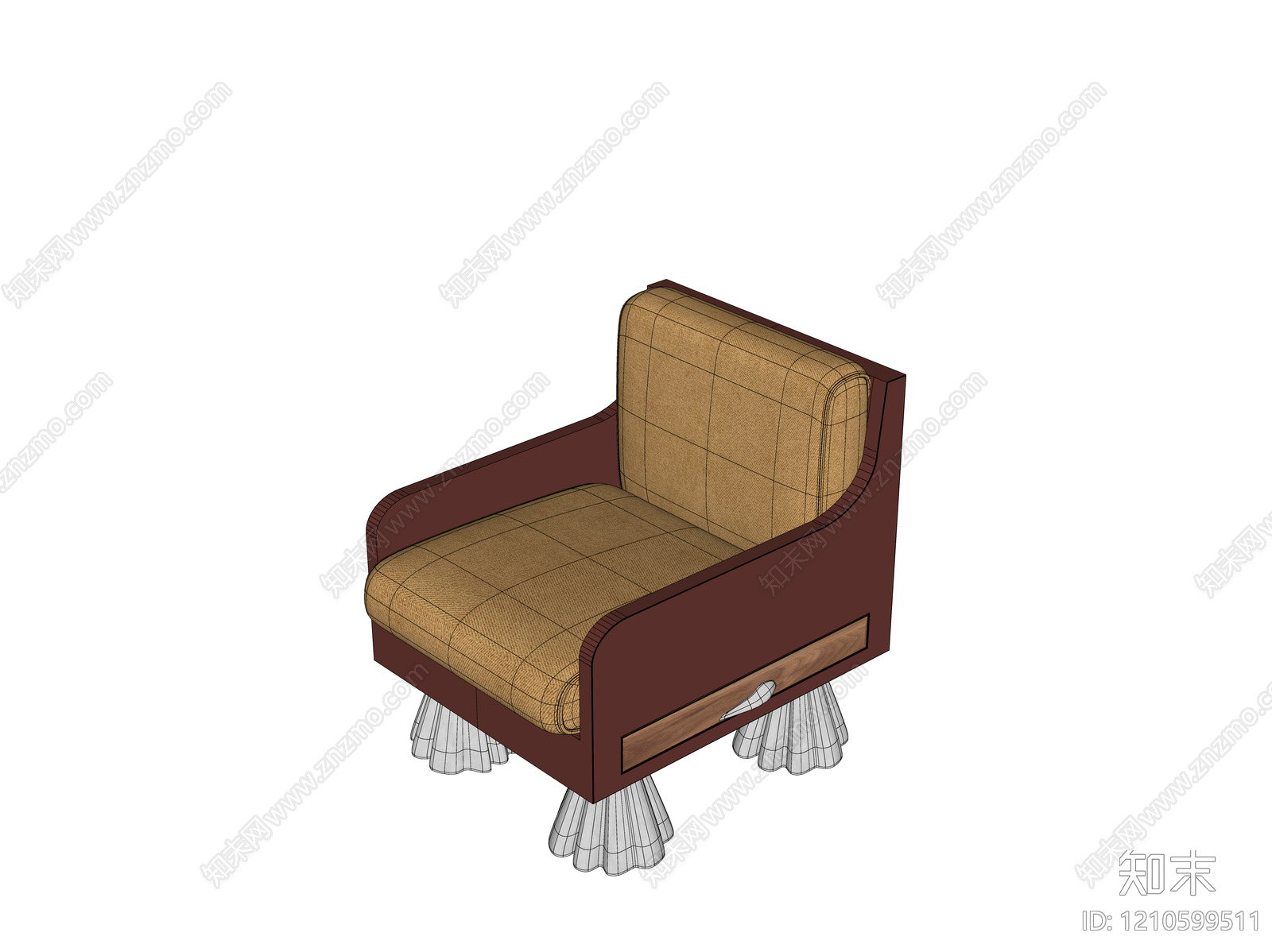 法式现代休闲椅SU模型下载【ID:1210599511】