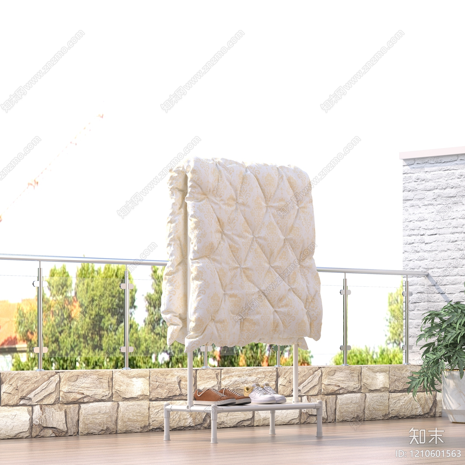 现代简约晾衣架3D模型下载【ID:1210601563】