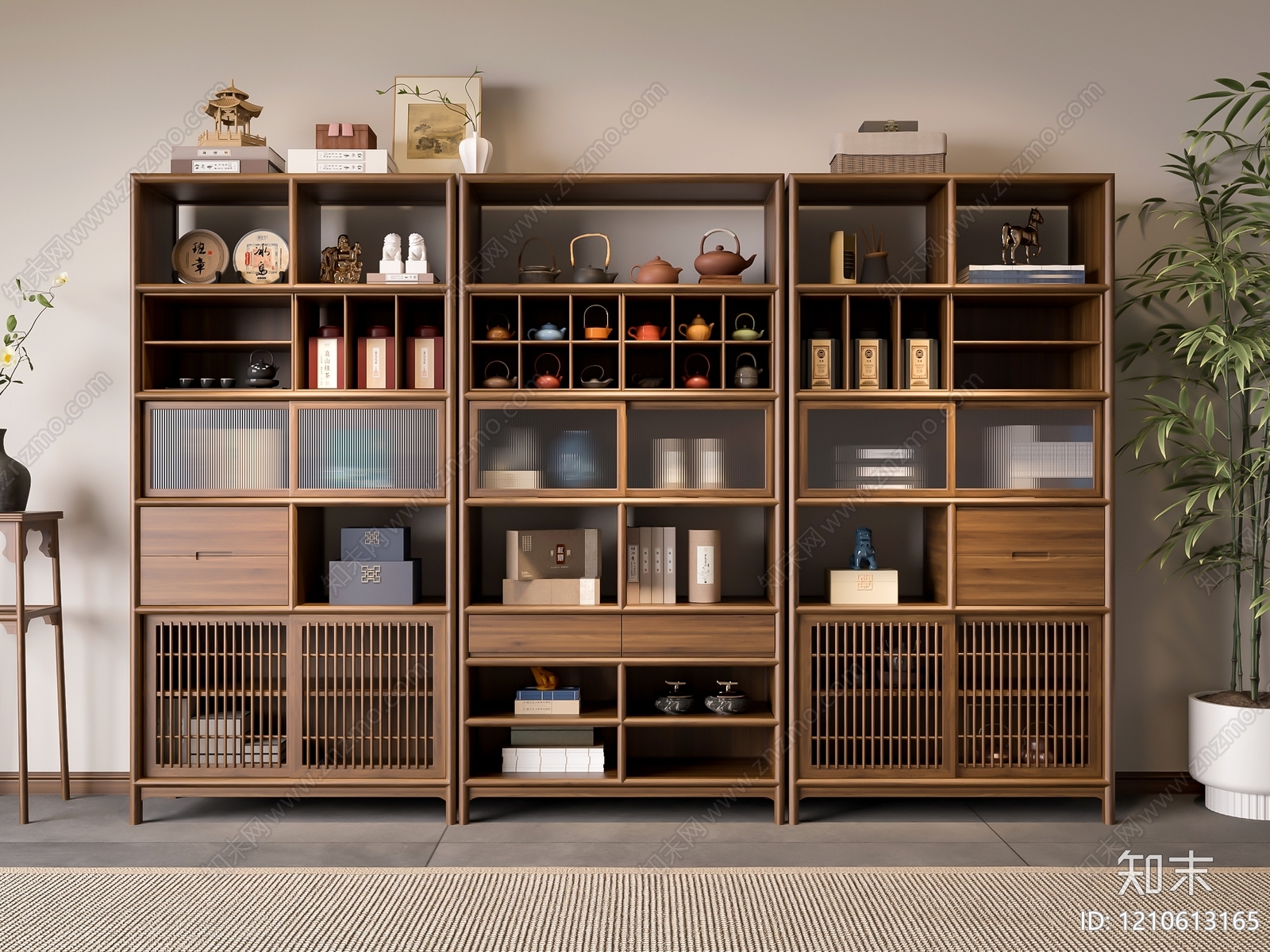 新中式博古架3D模型下载【ID:1210613165】
