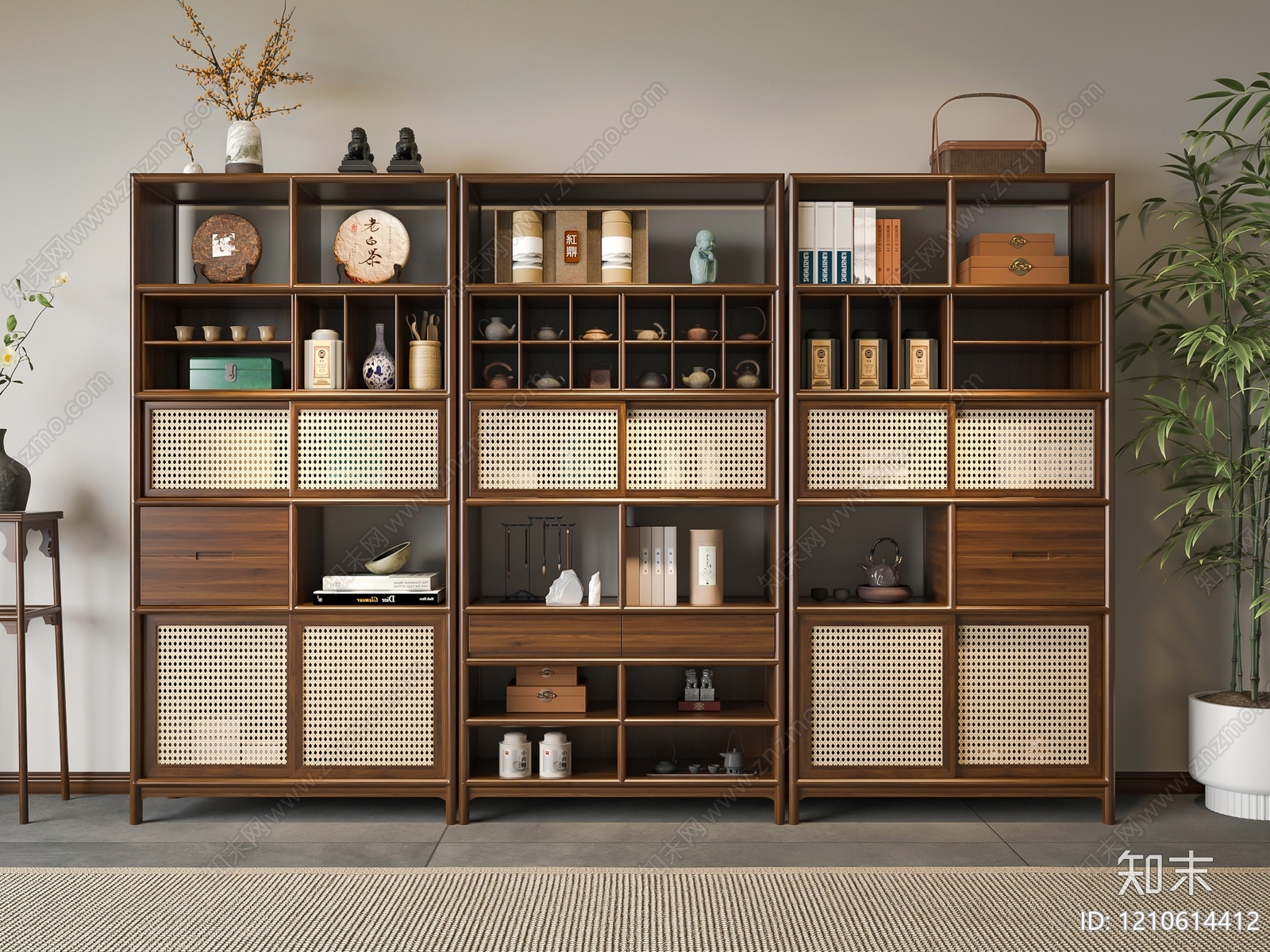 新中式博古架3D模型下载【ID:1210614412】
