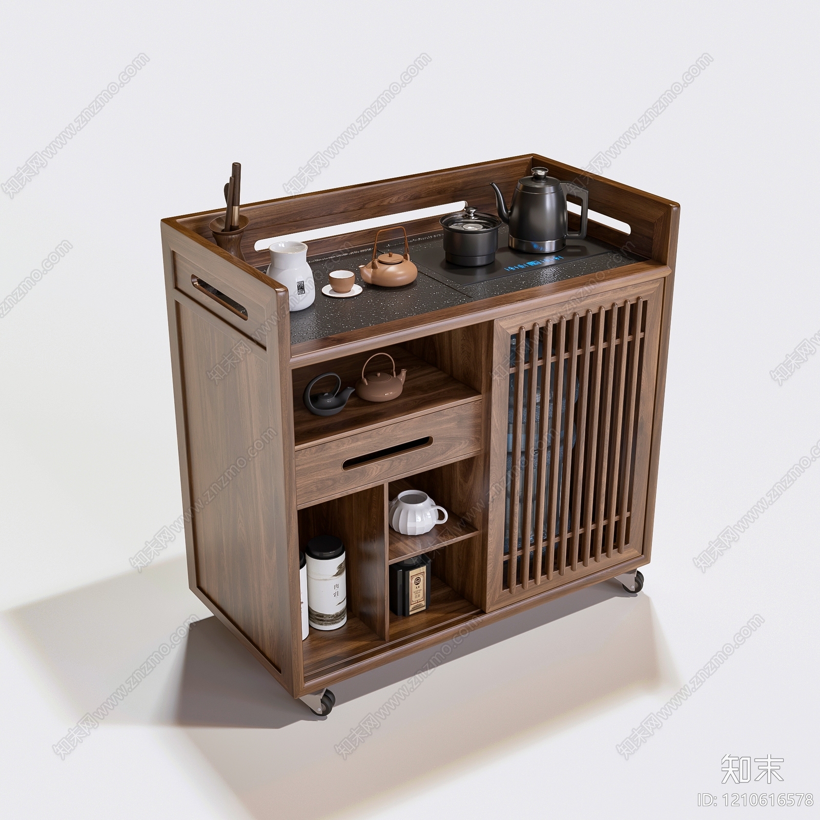 新中式茶柜3D模型下载【ID:1210616578】