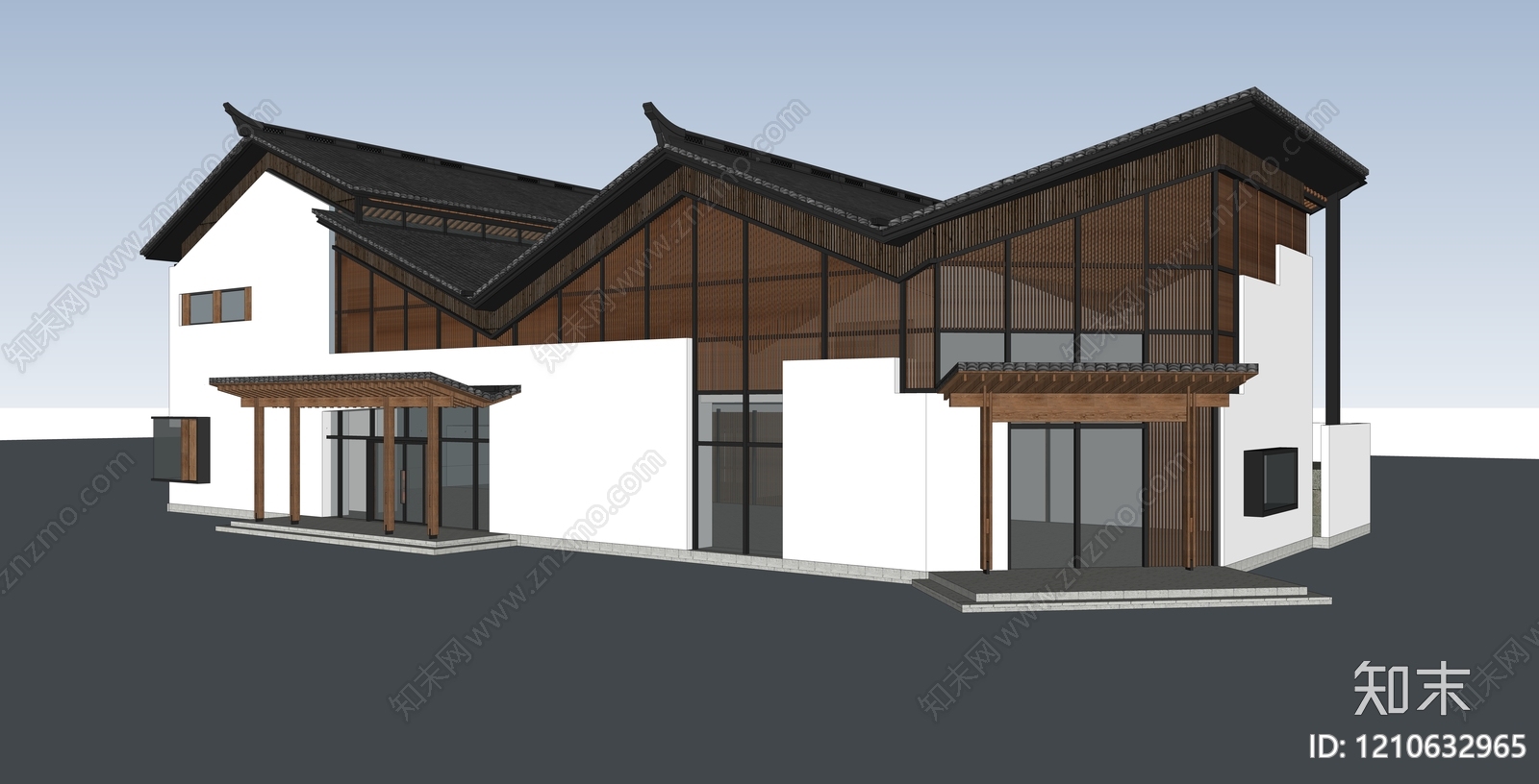 新中式现代文化馆SU模型下载【ID:1210632965】