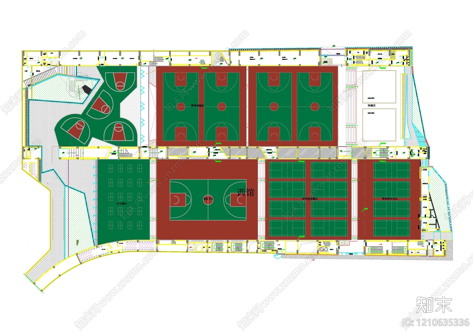 现代体育馆cad施工图下载【ID:1210635336】