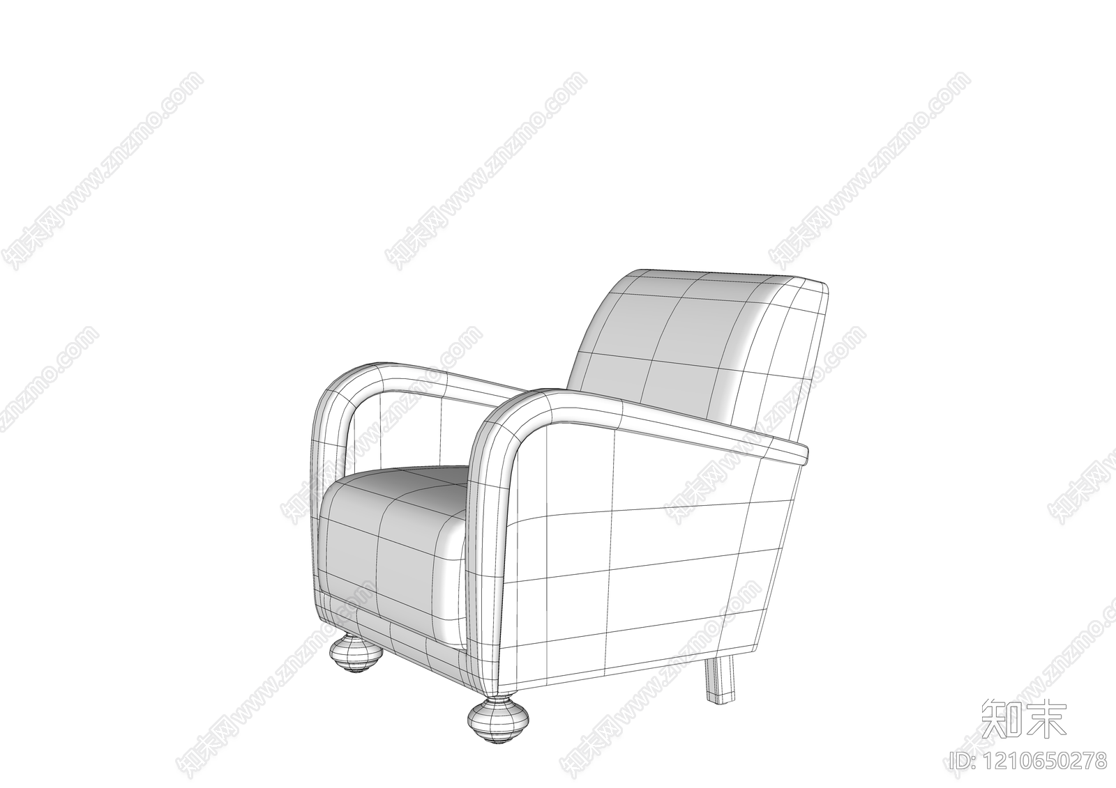 中古北欧休闲椅SU模型下载【ID:1210650278】