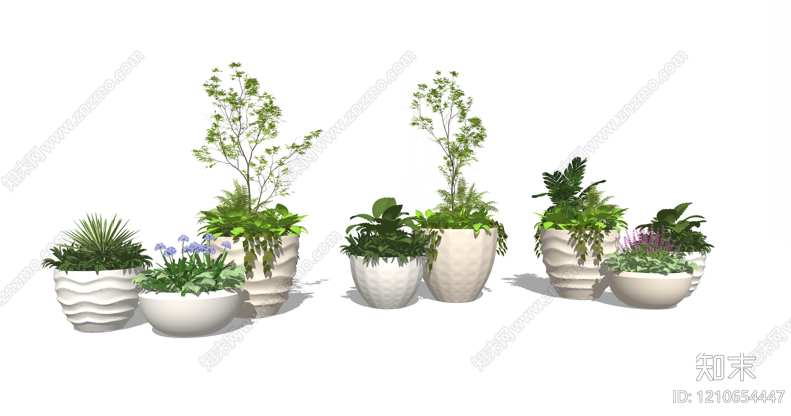 法式奶油花钵花器SU模型下载【ID:1210654447】