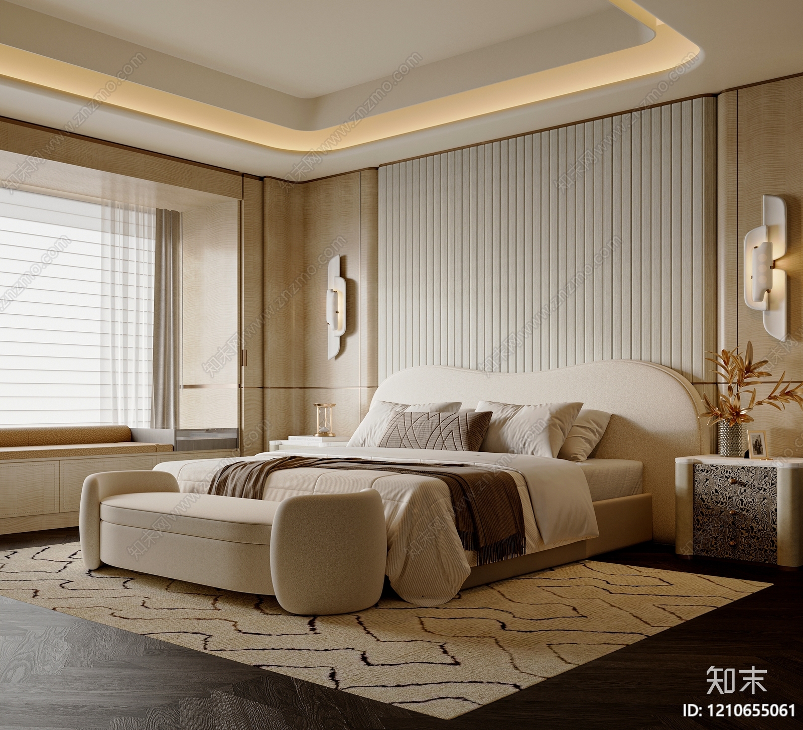 现代轻奢家居卧室SU模型下载【ID:1210655061】