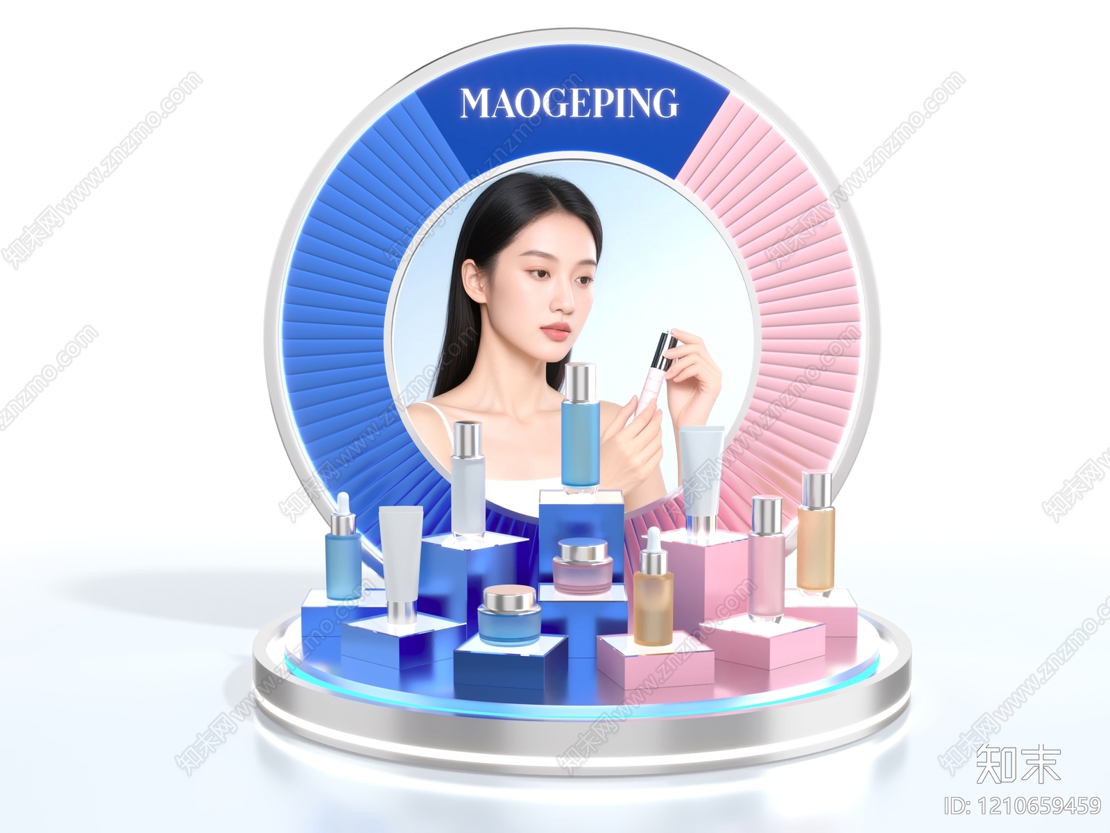 现代简约化妆品展台3D模型下载【ID:1210659459】