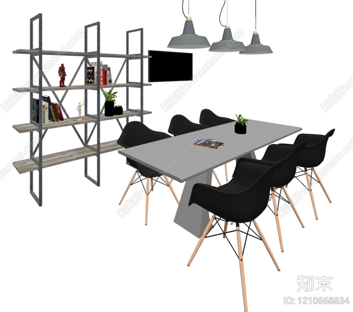 现代书桌SU模型下载【ID:1210668834】
