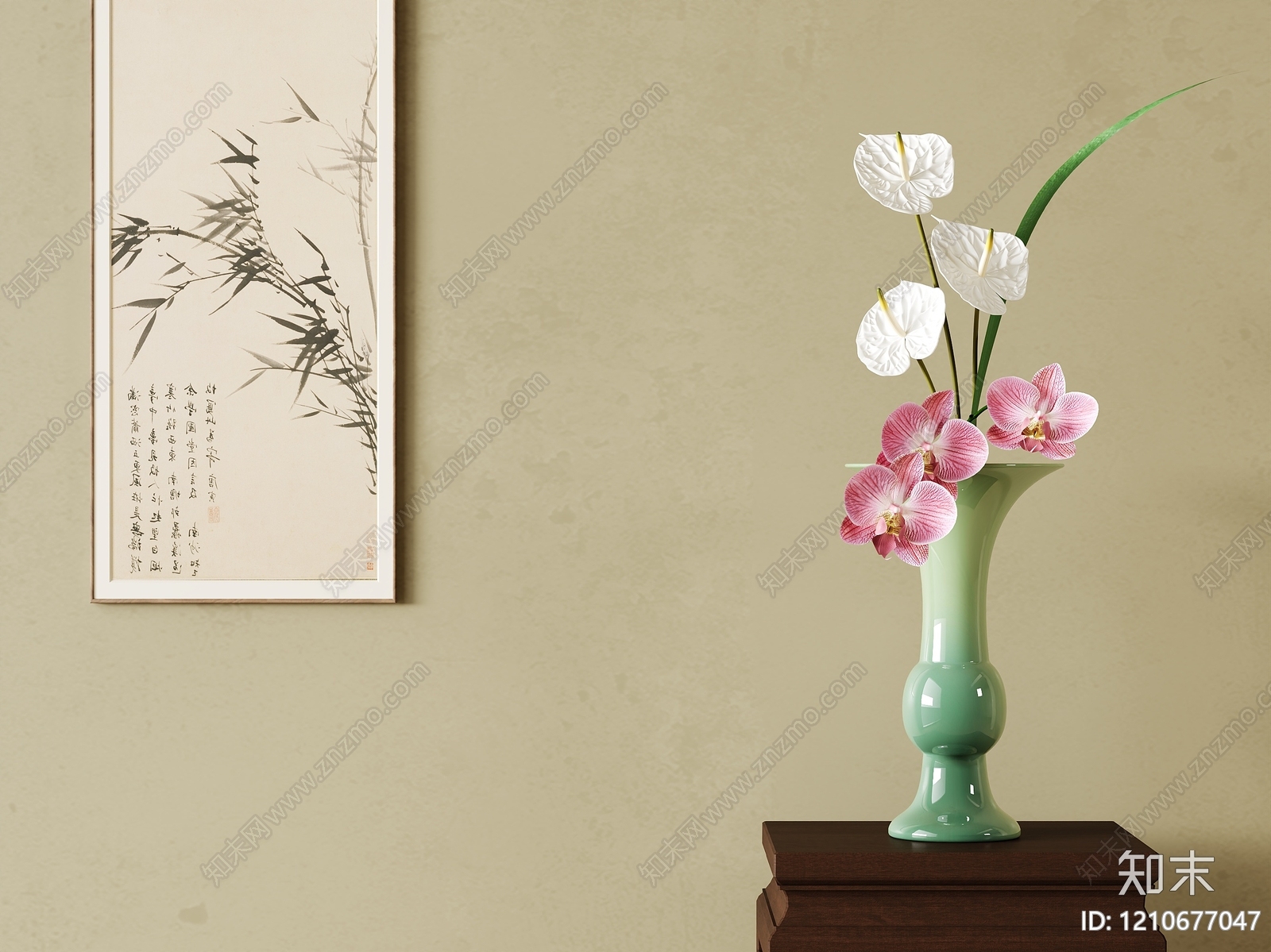 新中式花艺3D模型下载【ID:1210677047】