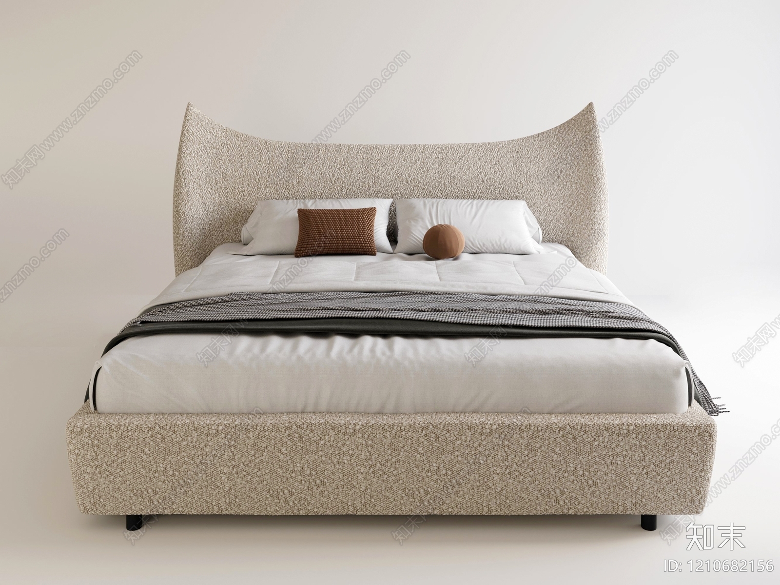 现代简约双人床3D模型下载【ID:1210682156】