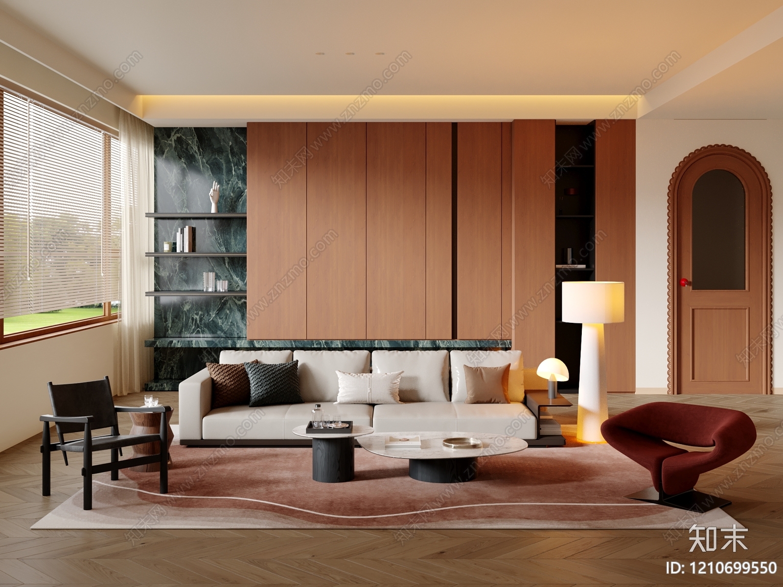 现代简约家居客厅3D模型下载【ID:1210699550】