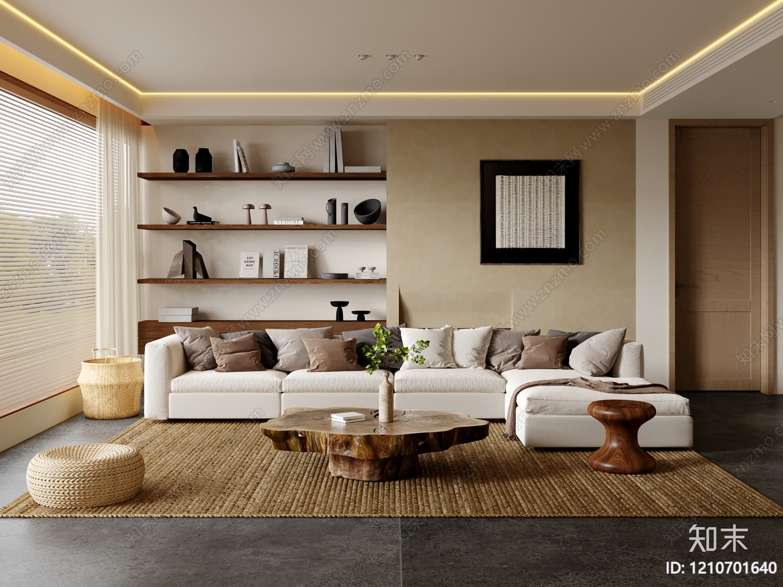 侘寂风家居客厅3D模型下载【ID:1210701640】