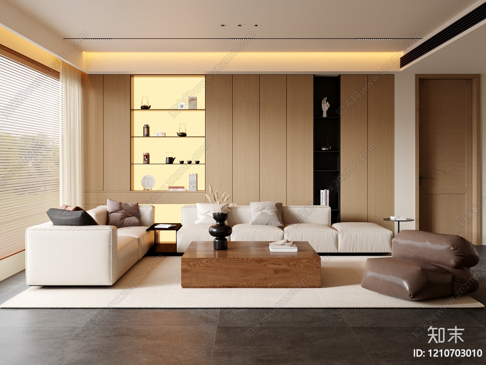 现代简约家居客厅3D模型下载【ID:1210703010】