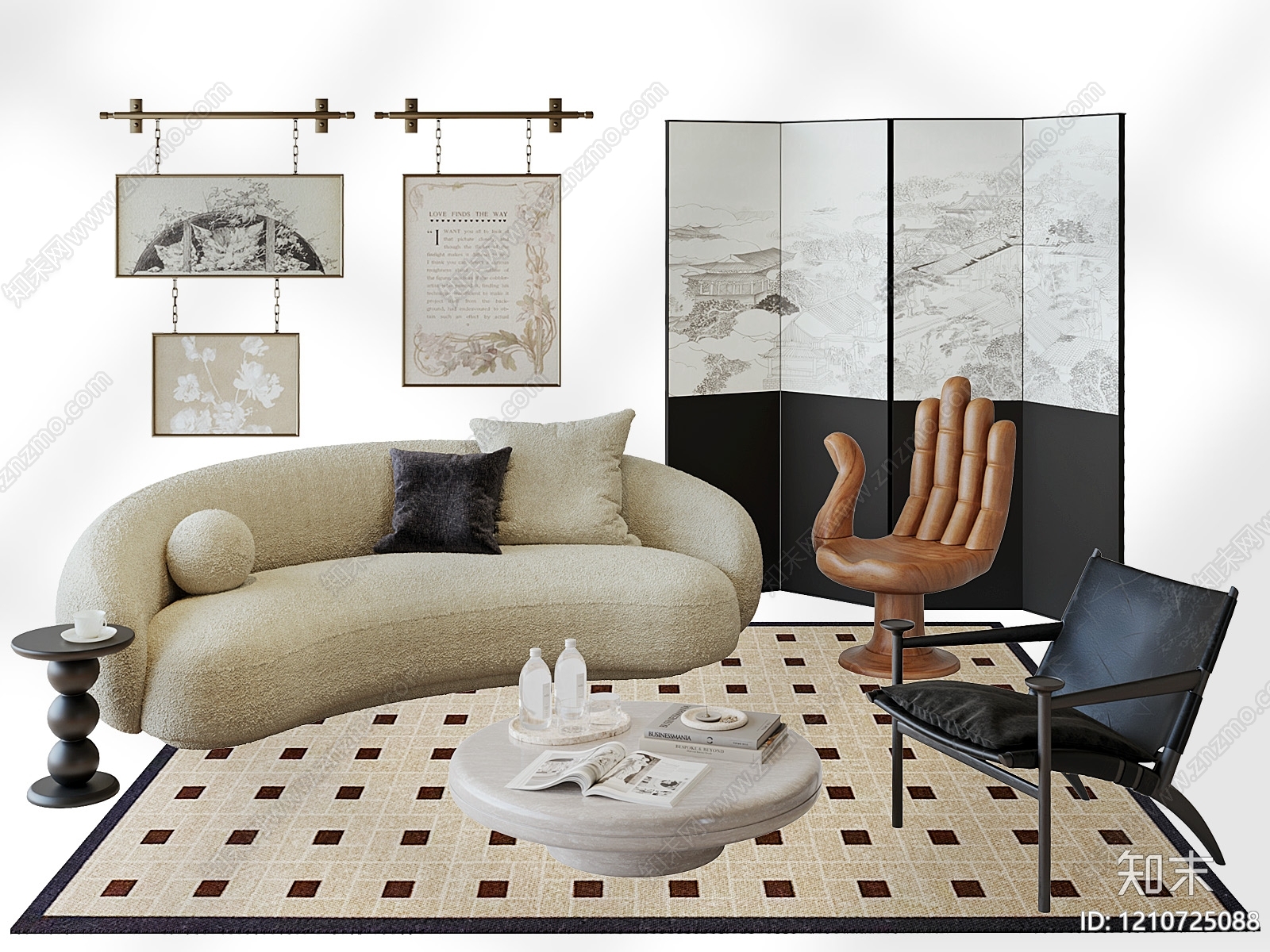 中古风沙发组合3D模型下载【ID:1210725088】