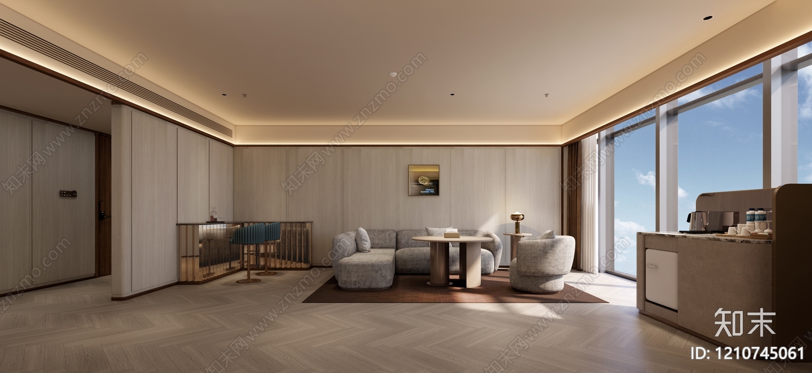 简约轻奢其他酒店空间SU模型下载【ID:1210745061】