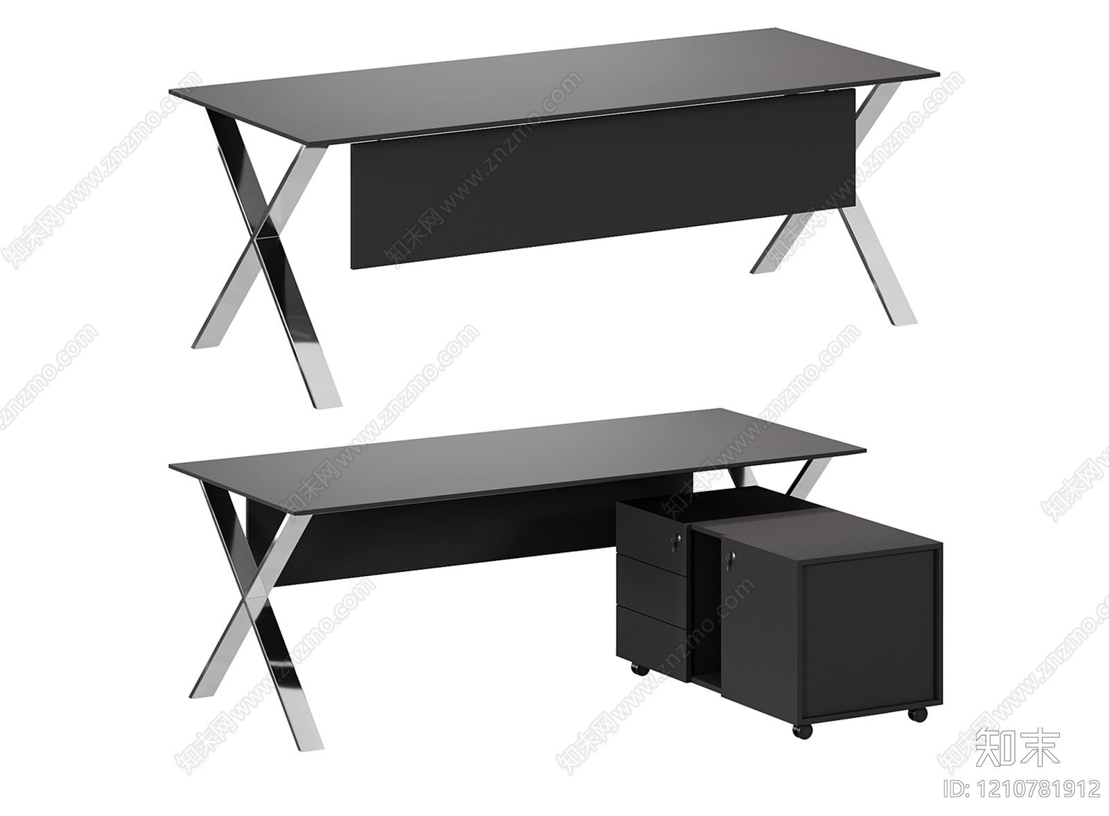 现代简约办公桌3D模型下载【ID:1210781912】