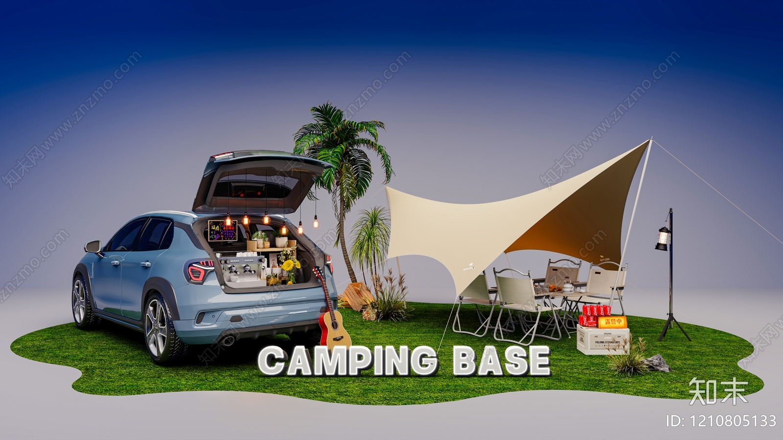 现代露营风房车营地3D模型下载【ID:1210805133】