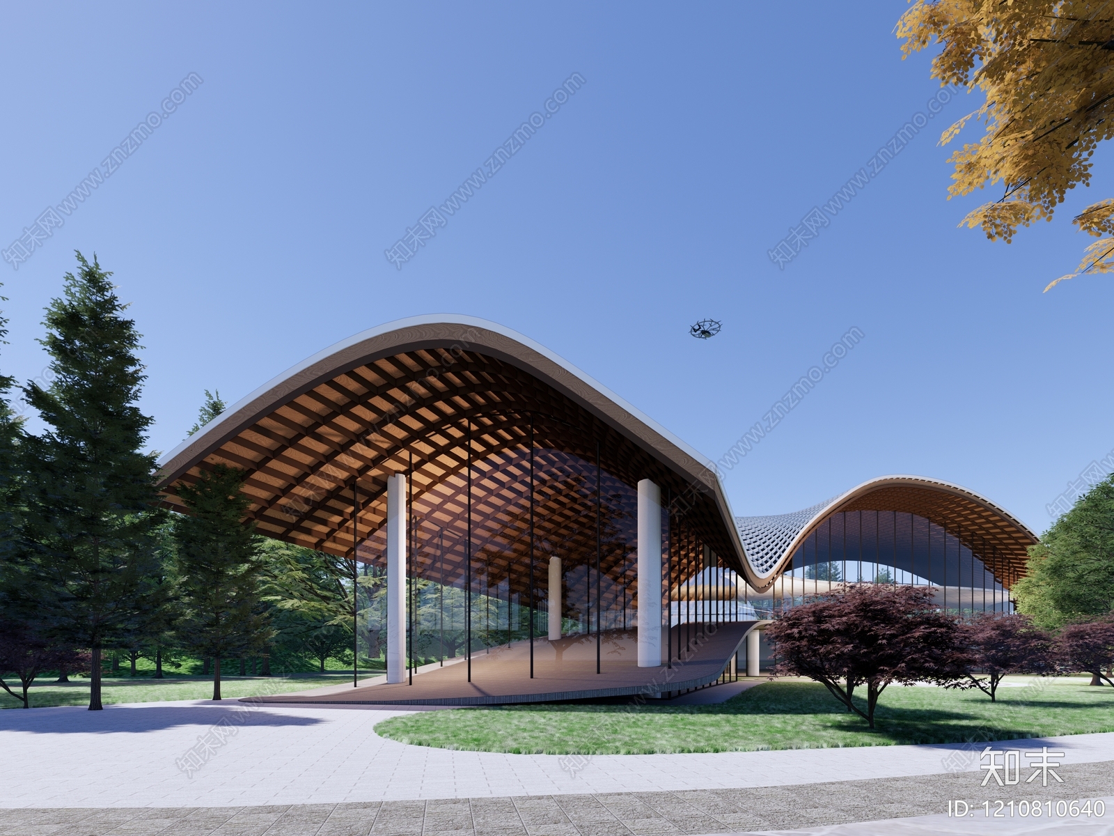 现代新中式小公建SU模型下载【ID:1210810640】