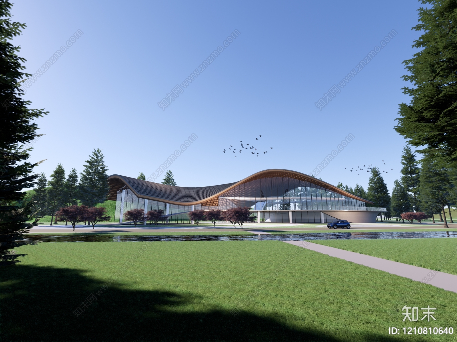 现代新中式小公建SU模型下载【ID:1210810640】