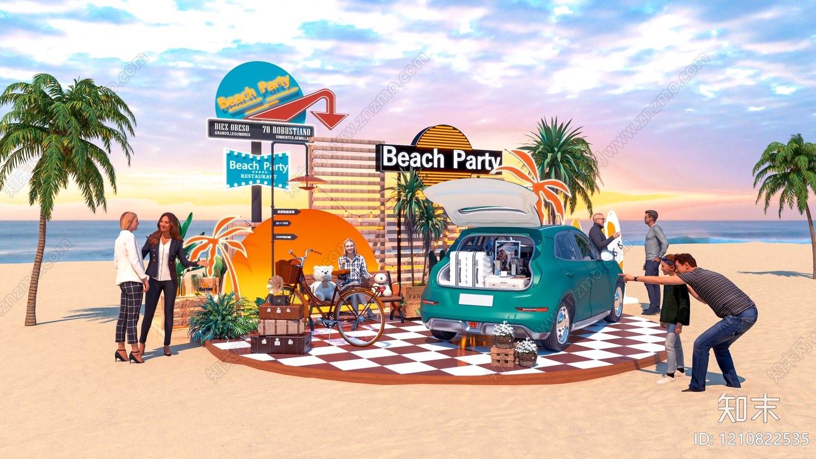 复古海滨风汽车展台3D模型下载【ID:1210822535】