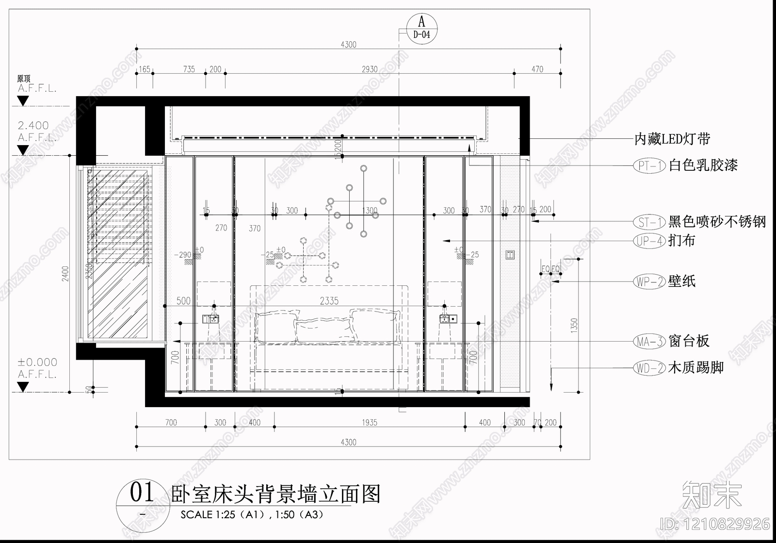背景墙节点cad施工图下载【ID:1210829926】