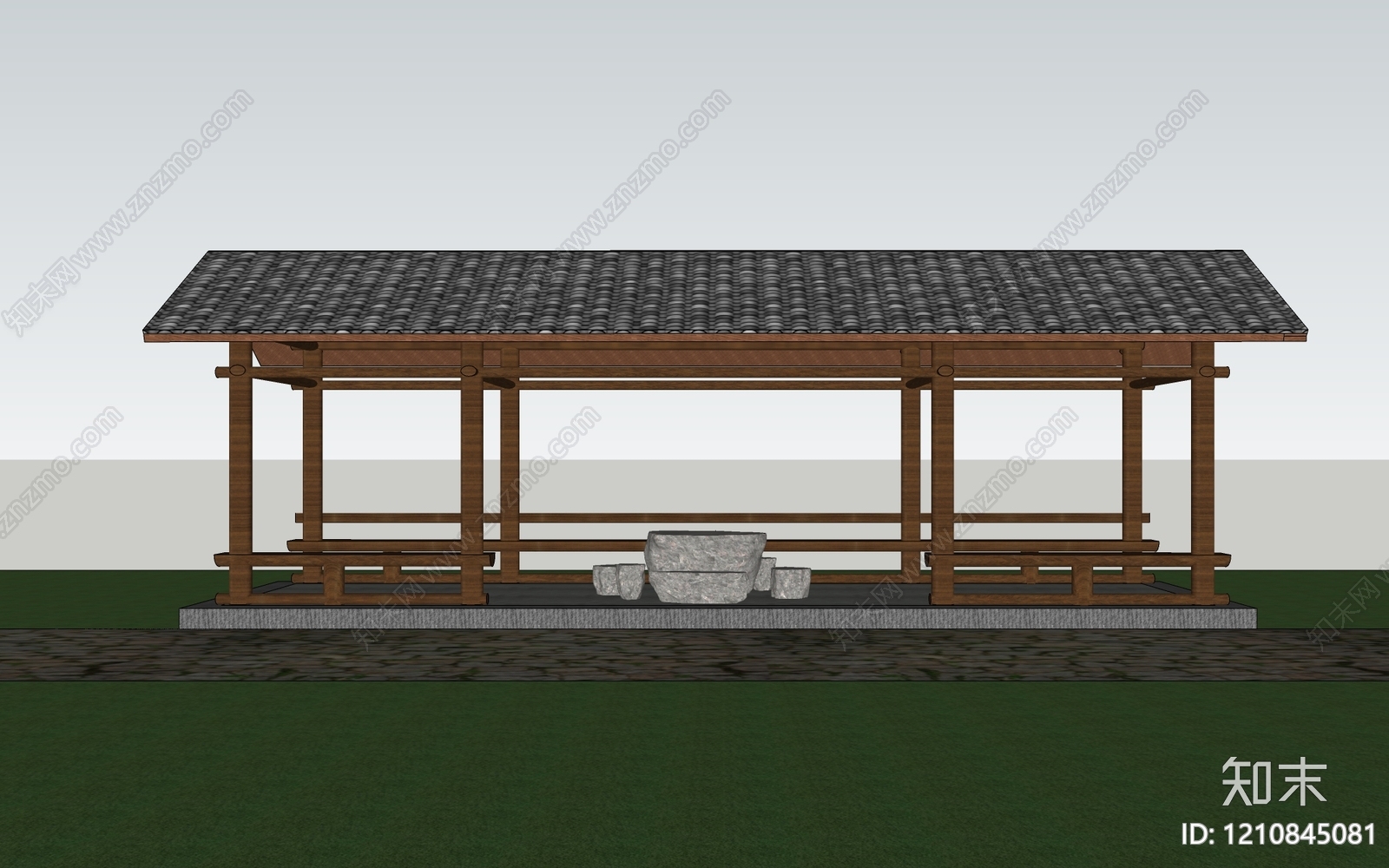 中式其他景观小建筑SU模型下载【ID:1210845081】