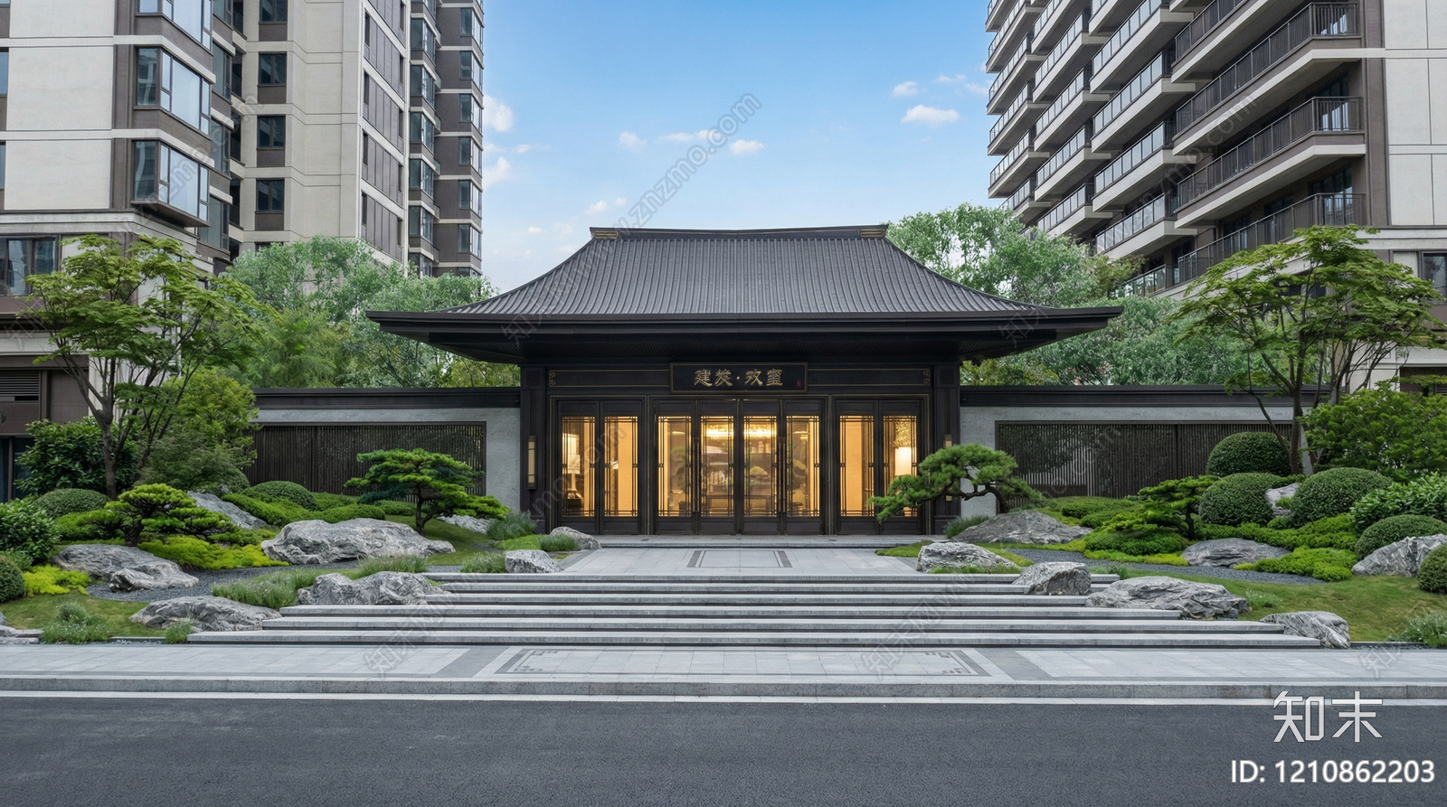 新中式小区景观SU模型下载【ID:1210862203】