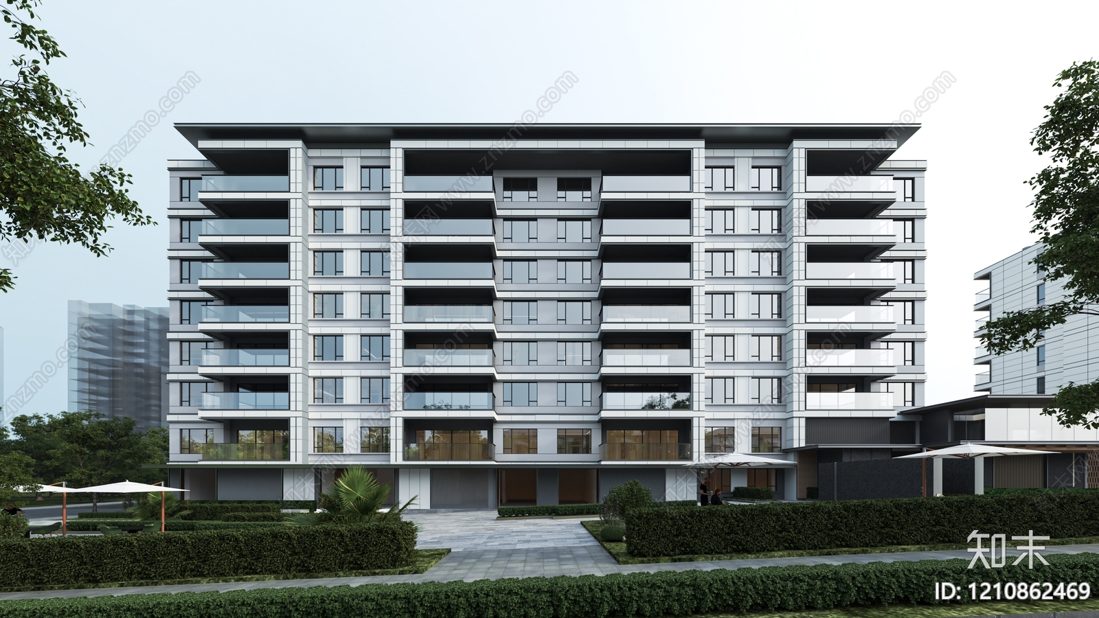 新中式简约多层住宅SU模型下载【ID:1210862469】