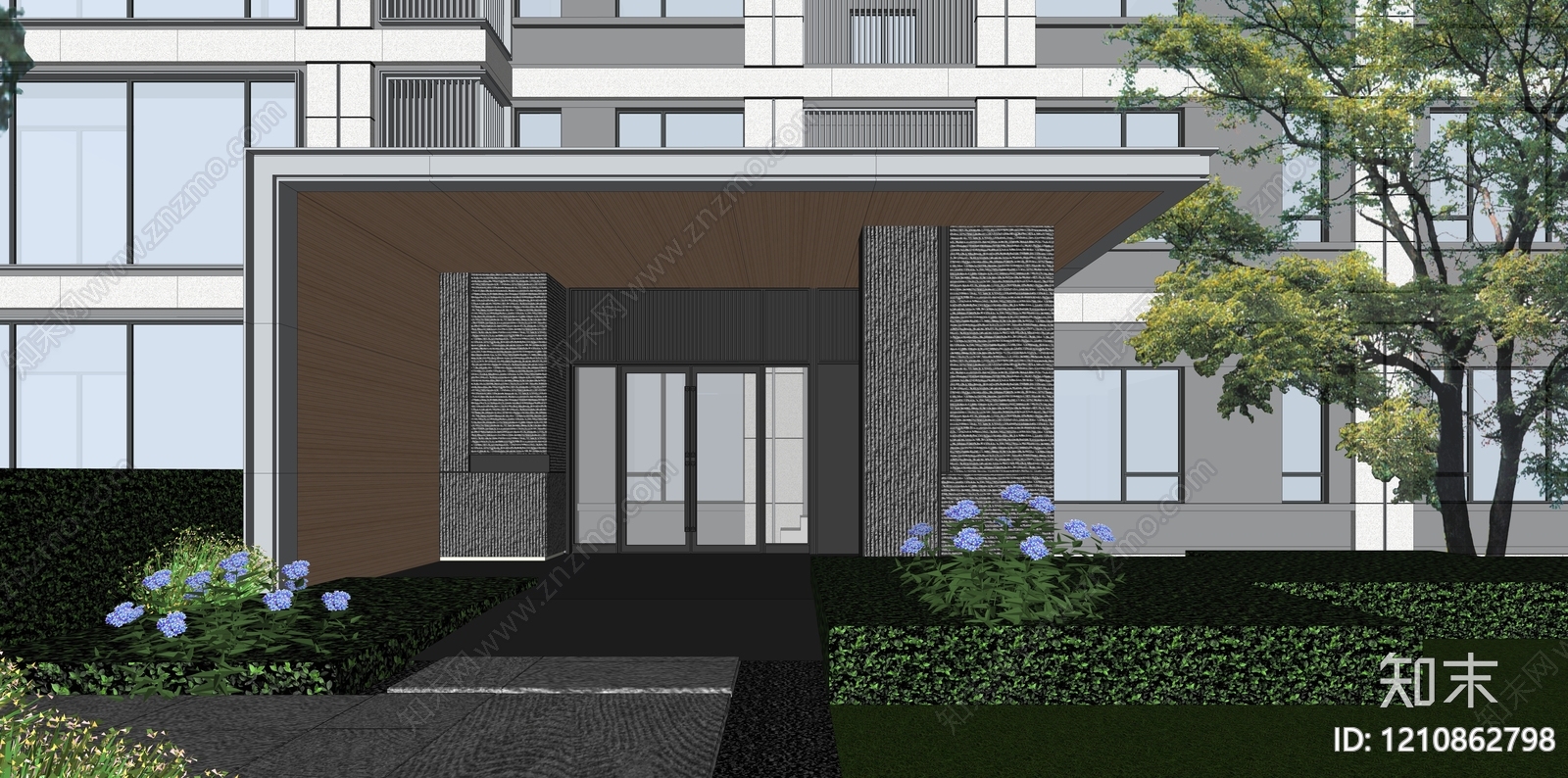 新中式极简多层住宅SU模型下载【ID:1210862798】