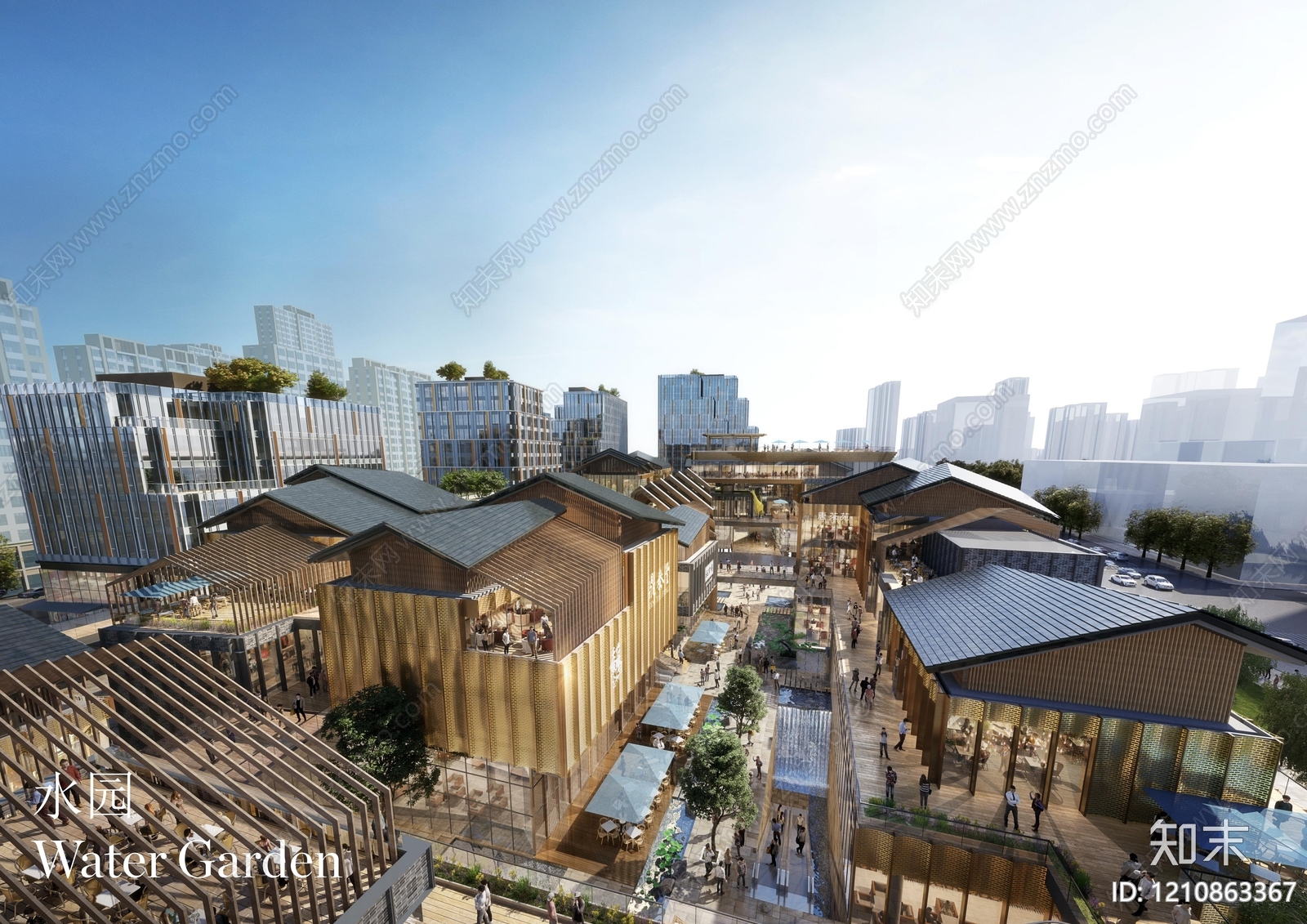 新中式现代商业街区建筑下载【ID:1210863367】