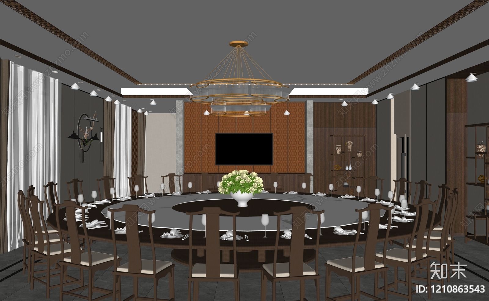 中式包厢SU模型下载【ID:1210863543】