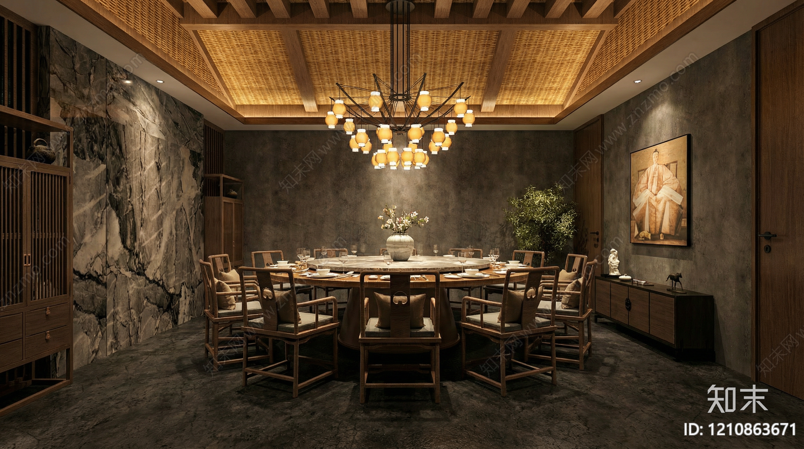 中式包厢SU模型下载【ID:1210863671】