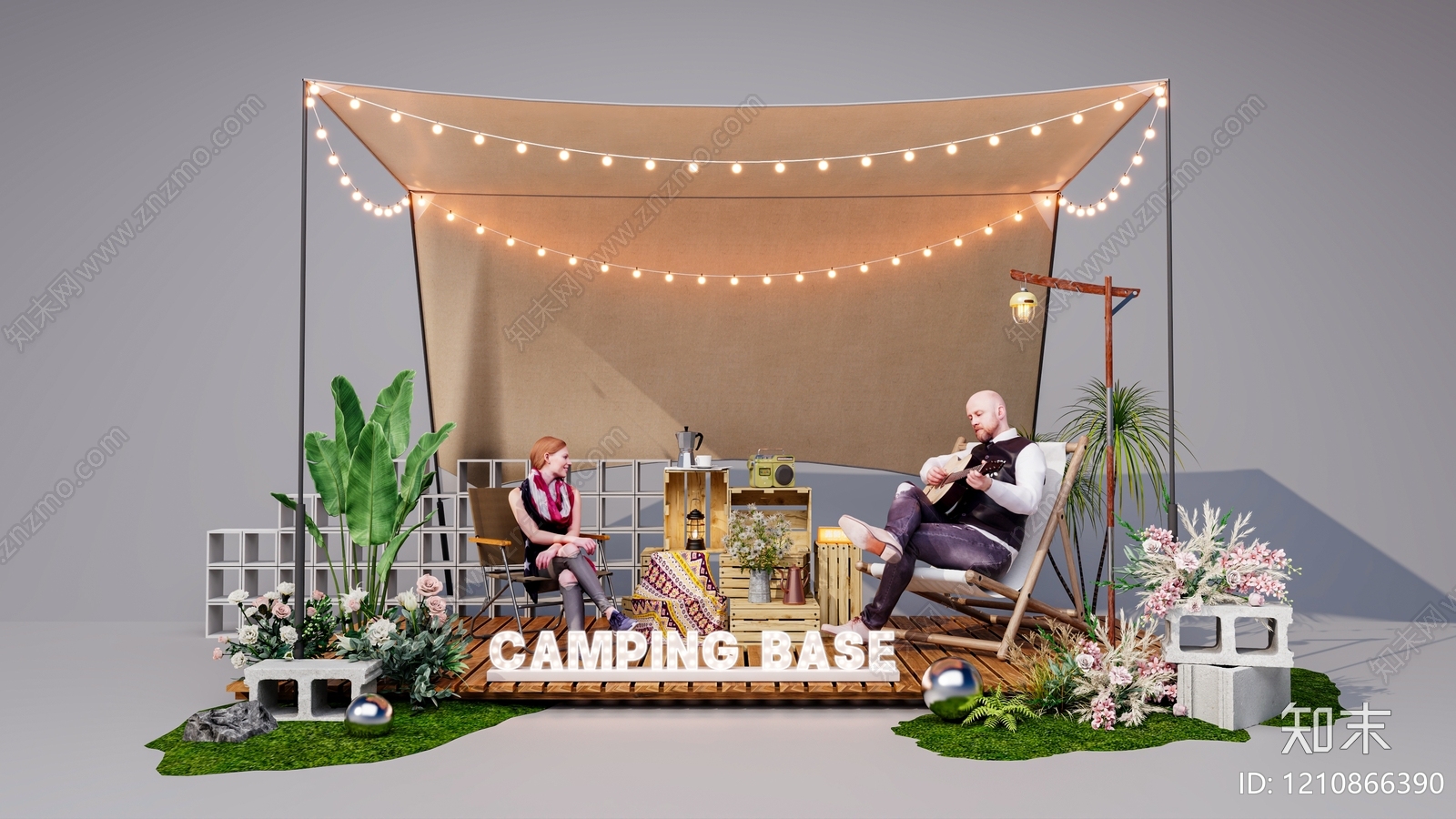 都市露营风房车营地3D模型下载【ID:1210866390】