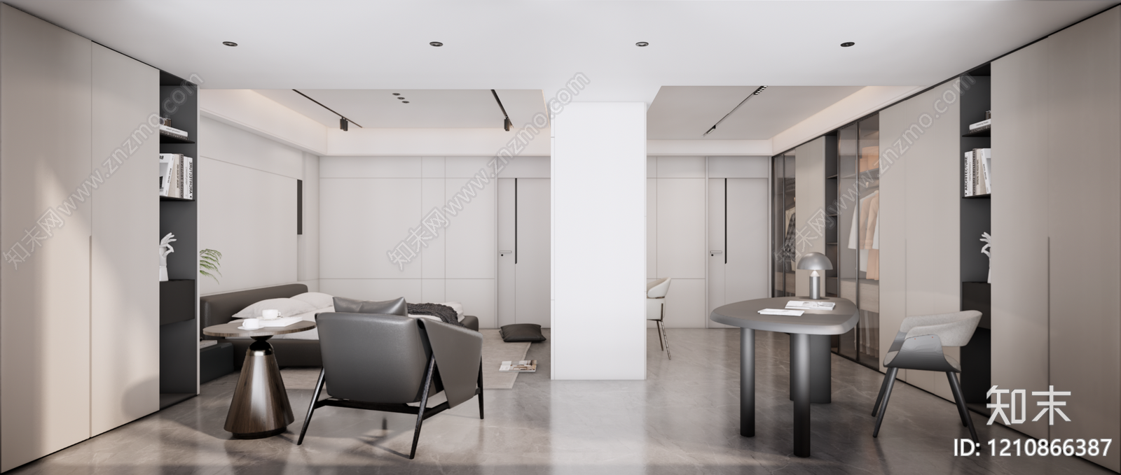 现代意式家居卧室SU模型下载【ID:1210866387】